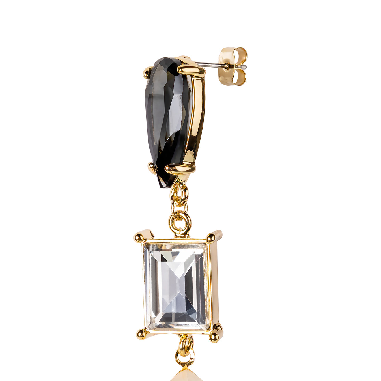 Earrings with drop pendants with crystals