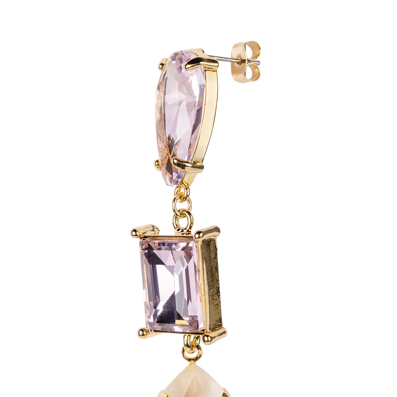 Earrings with drop pendants with crystals