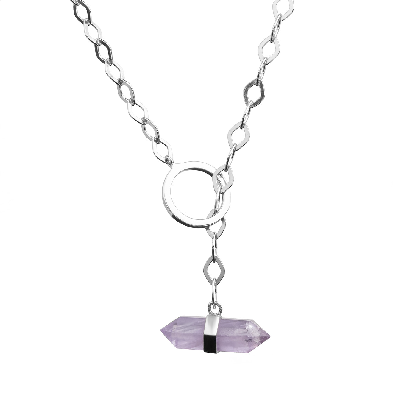Silver choker with amethyst