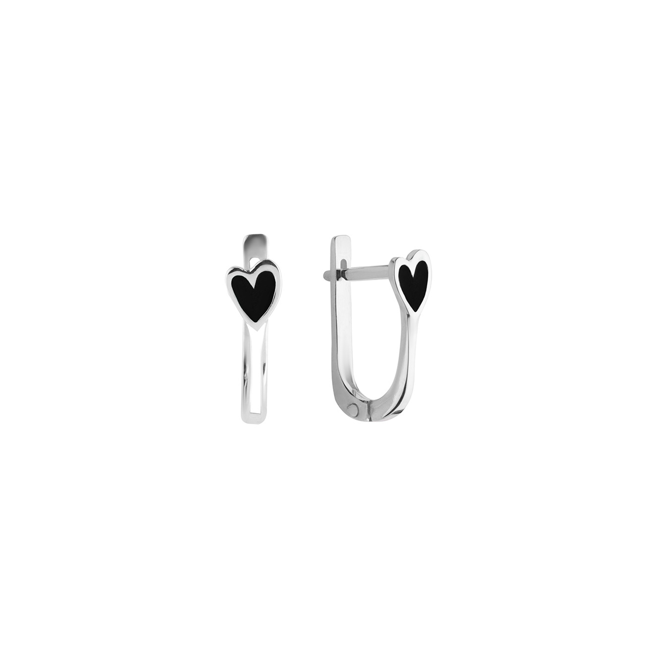 Earrings made of silver "Hearts" with an English lock