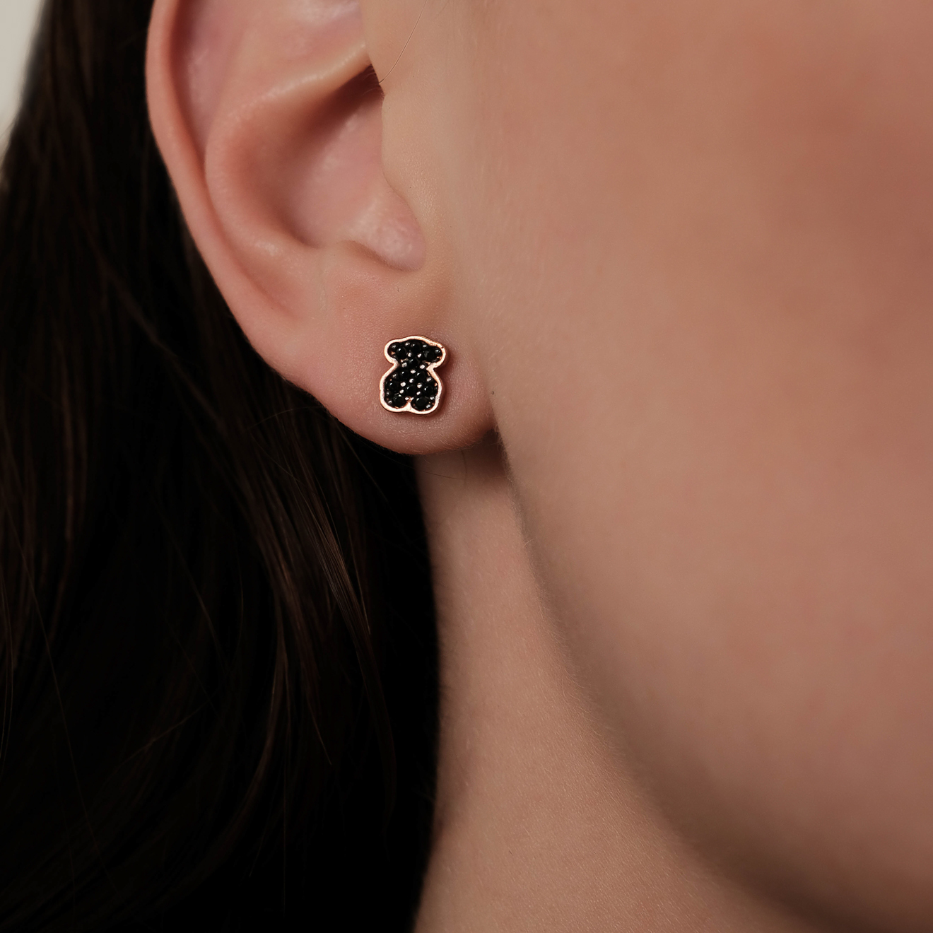 Set of 4 Motif earrings made of silver with vermeil coating with spinel