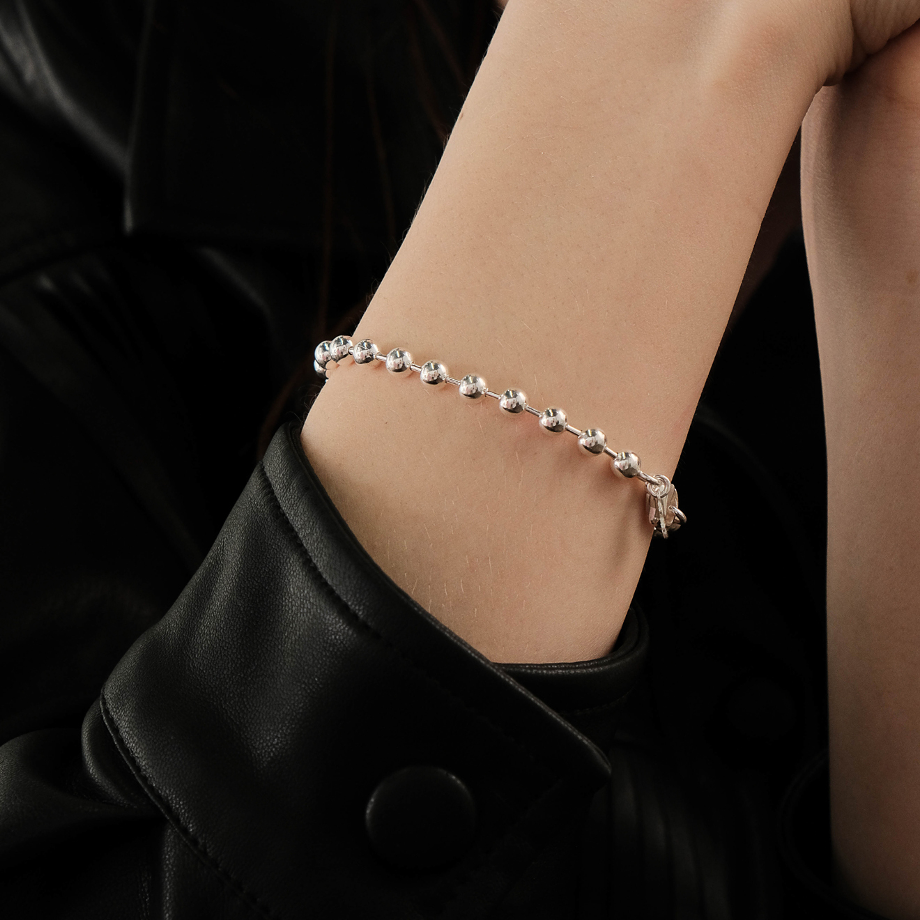 Silver bracelet with beads