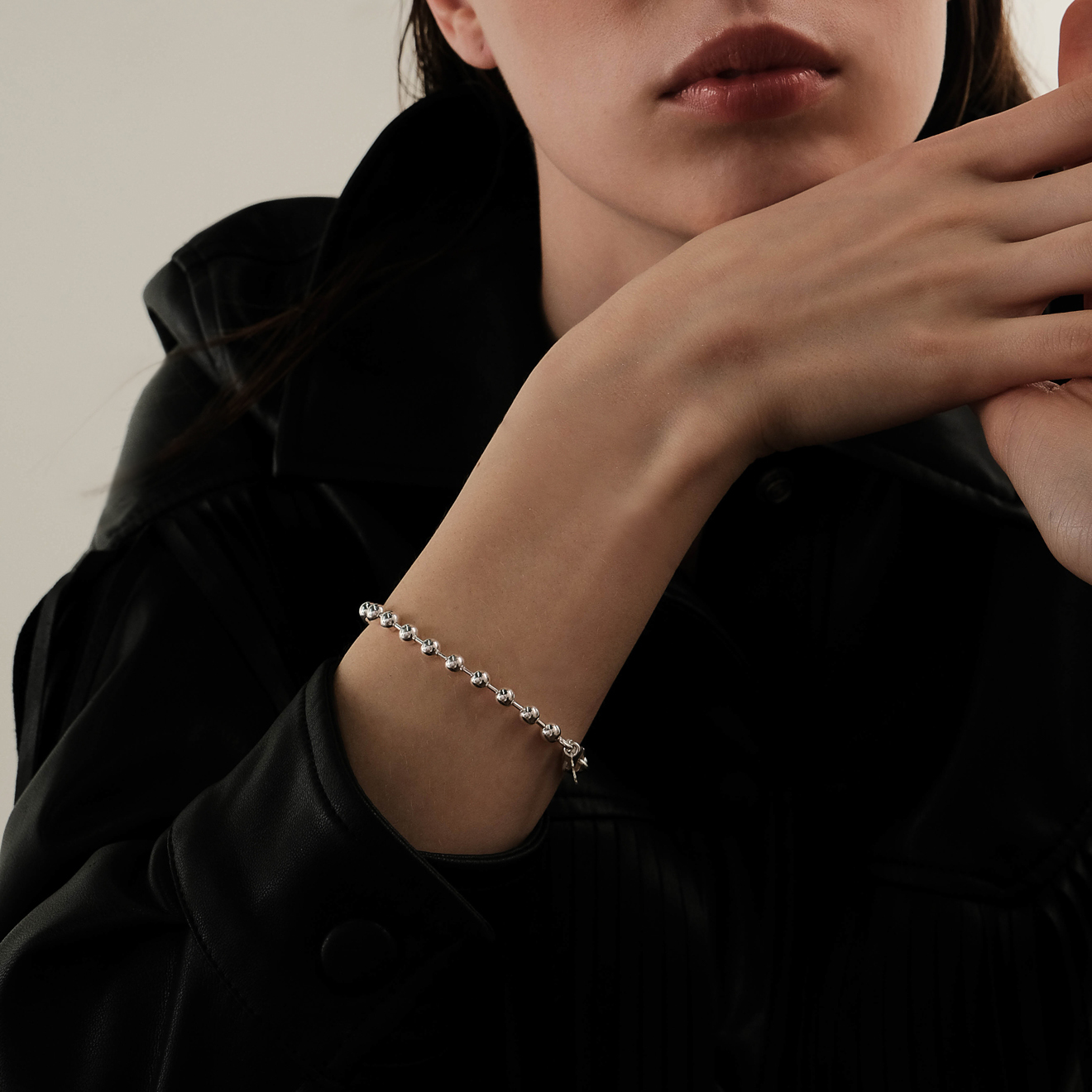 Silver bracelet with beads