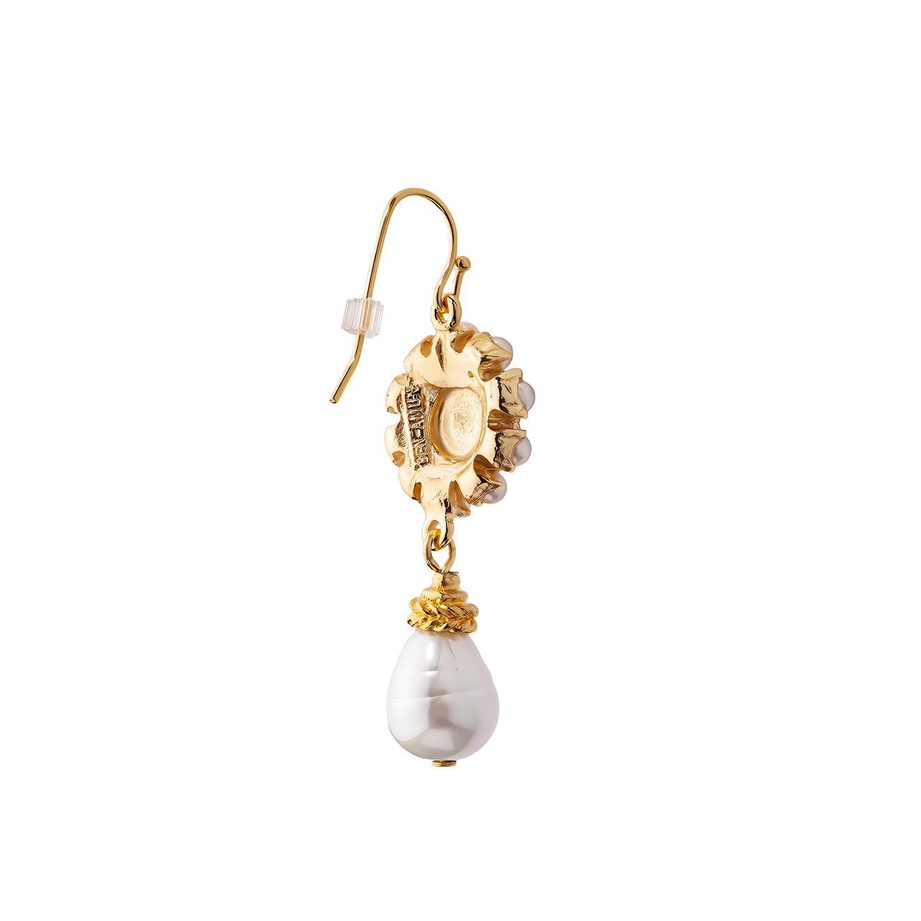 Gold-plated Octavia earrings with Czech glass insert and pearl pendant