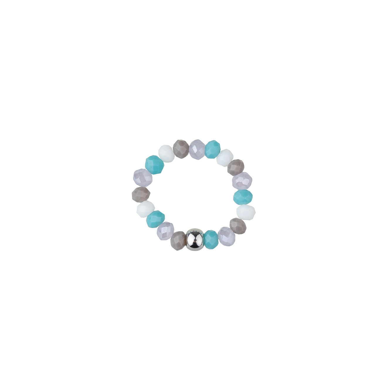 Серо-голубое кольцо из бисера