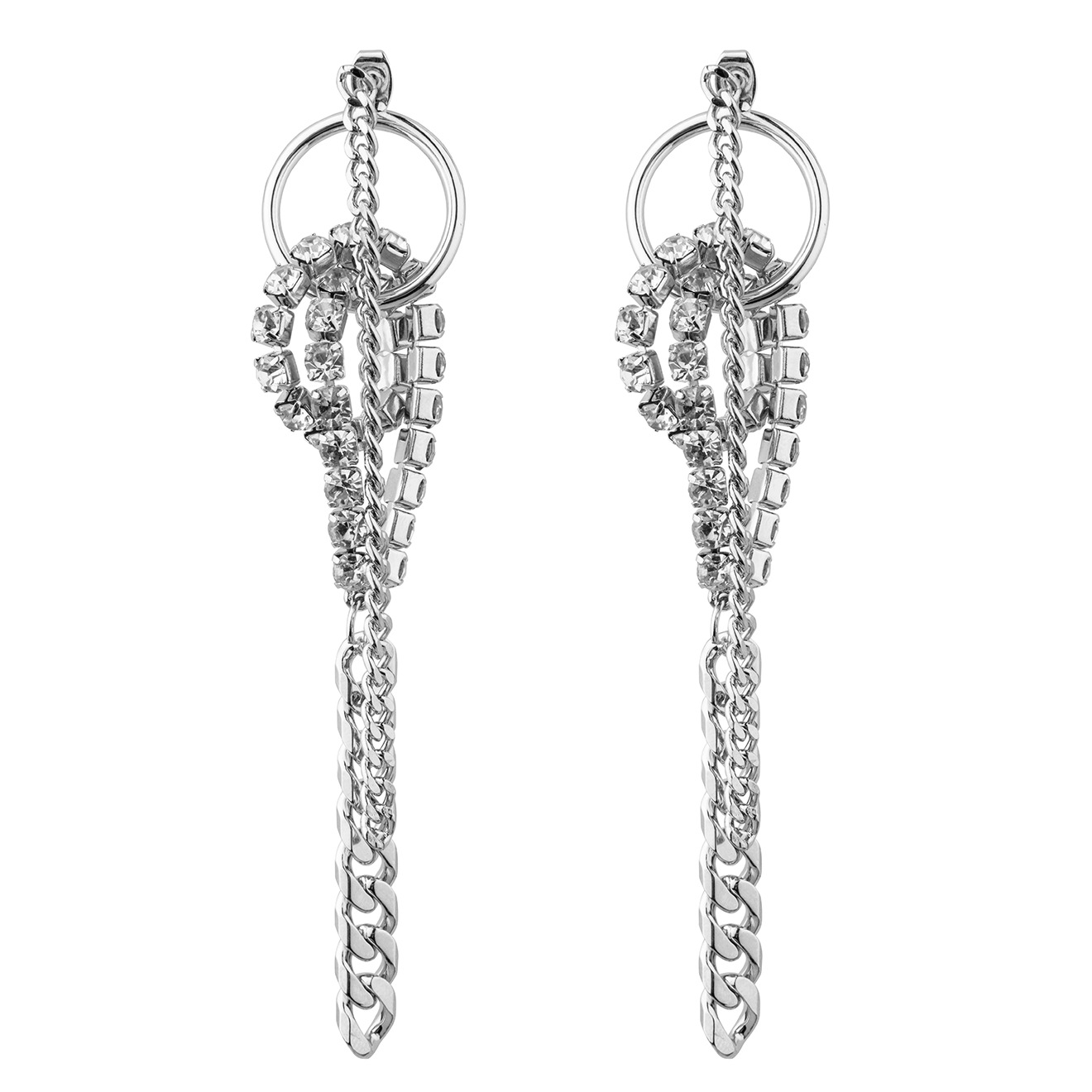 circle earrings with a cascade of pendants