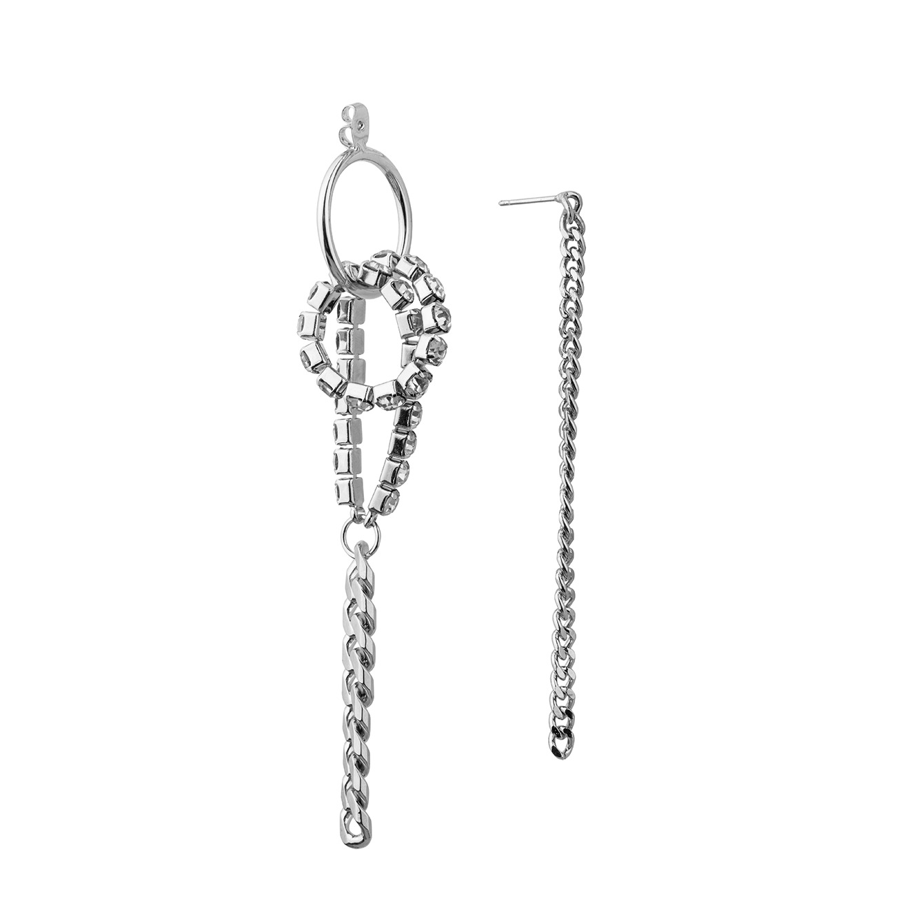 circle earrings with a cascade of pendants