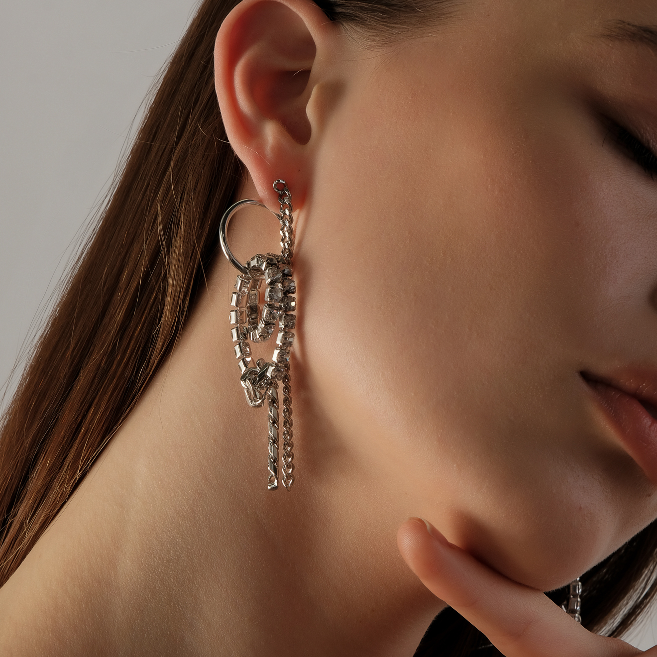circle earrings with a cascade of pendants