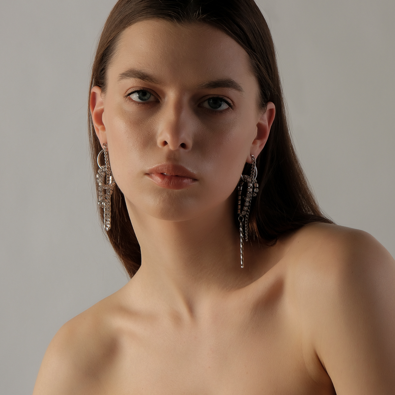 circle earrings with a cascade of pendants