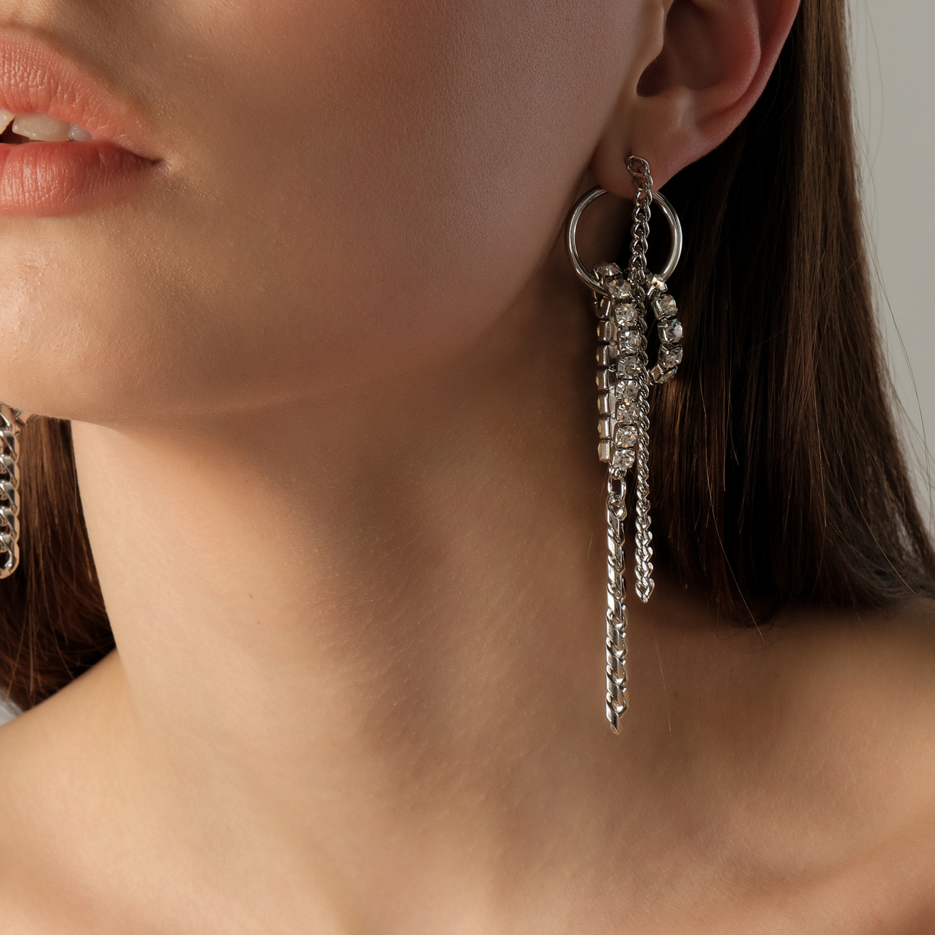 circle earrings with a cascade of pendants