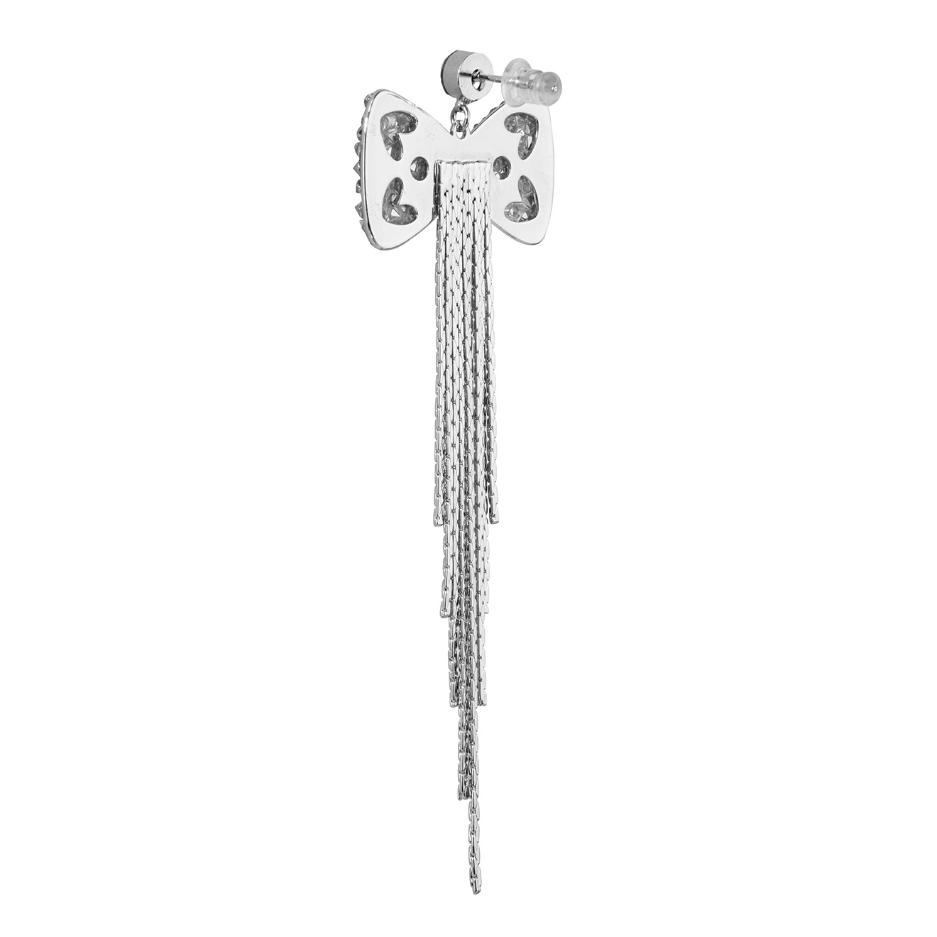 bow earrings with crystals and chains