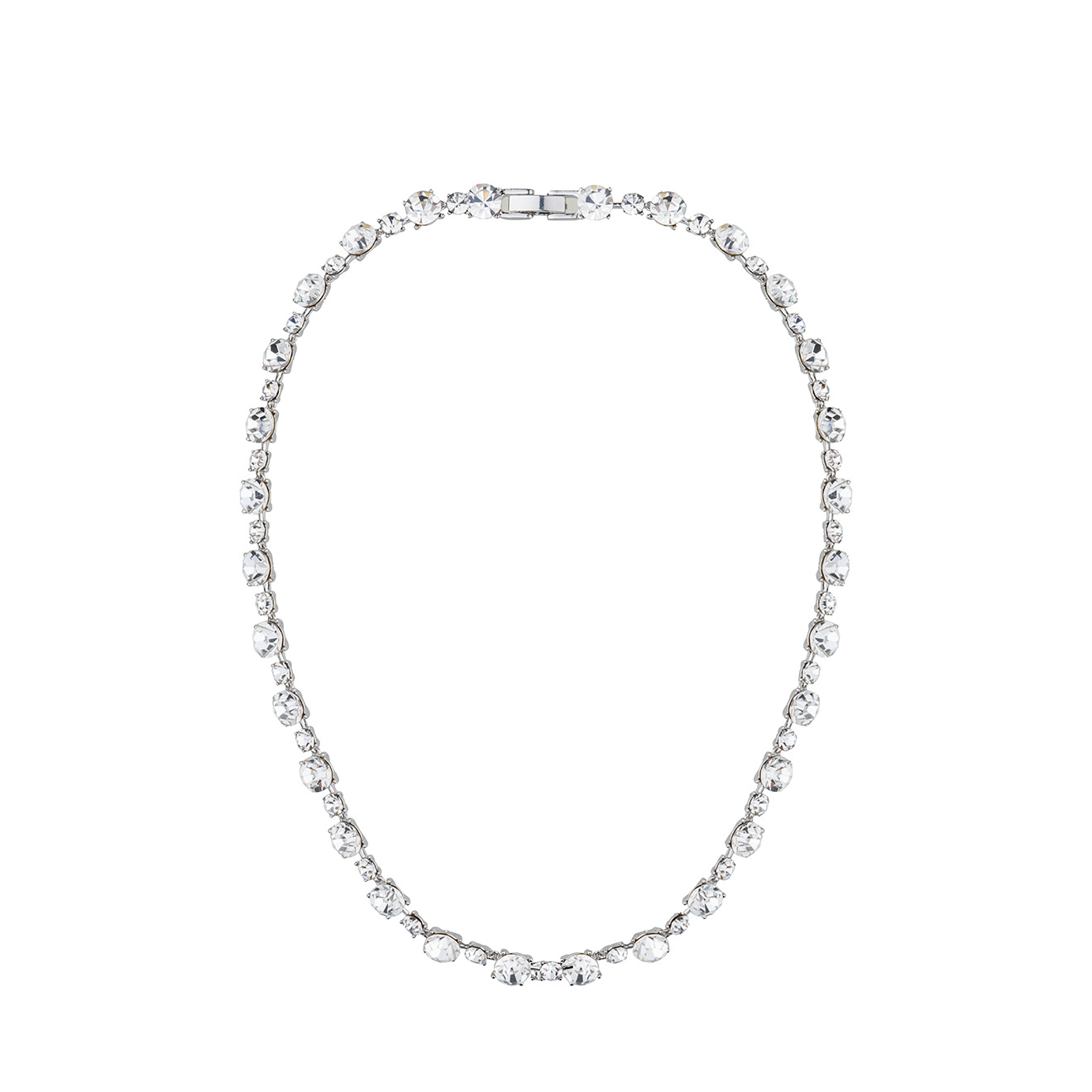 Silver-plated choker with white crystals