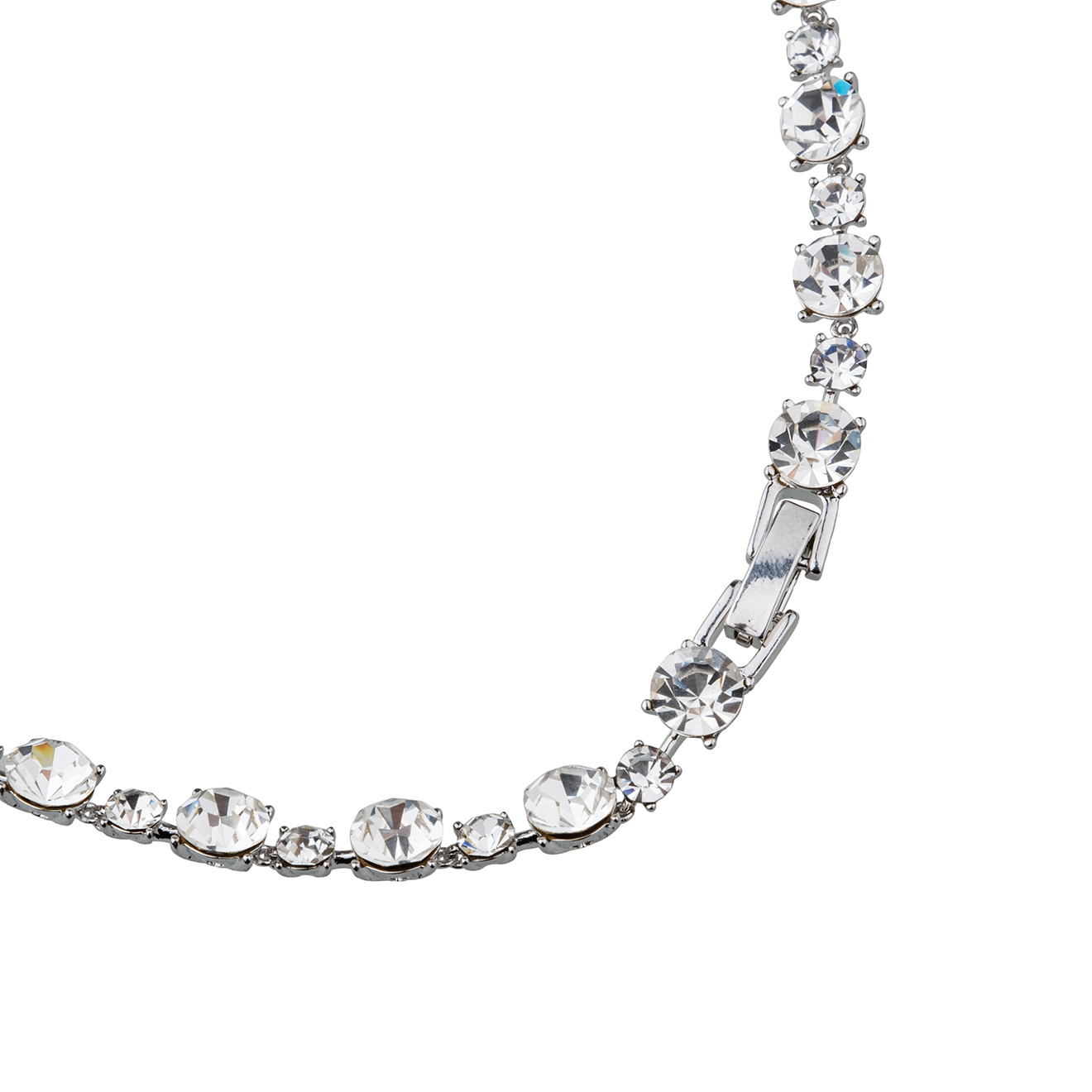 Silver-plated choker with white crystals
