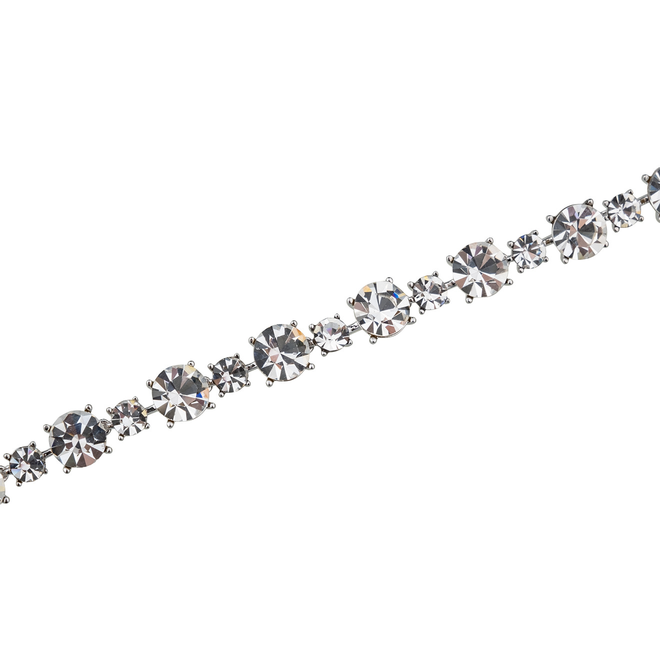 Silver-plated choker with white crystals