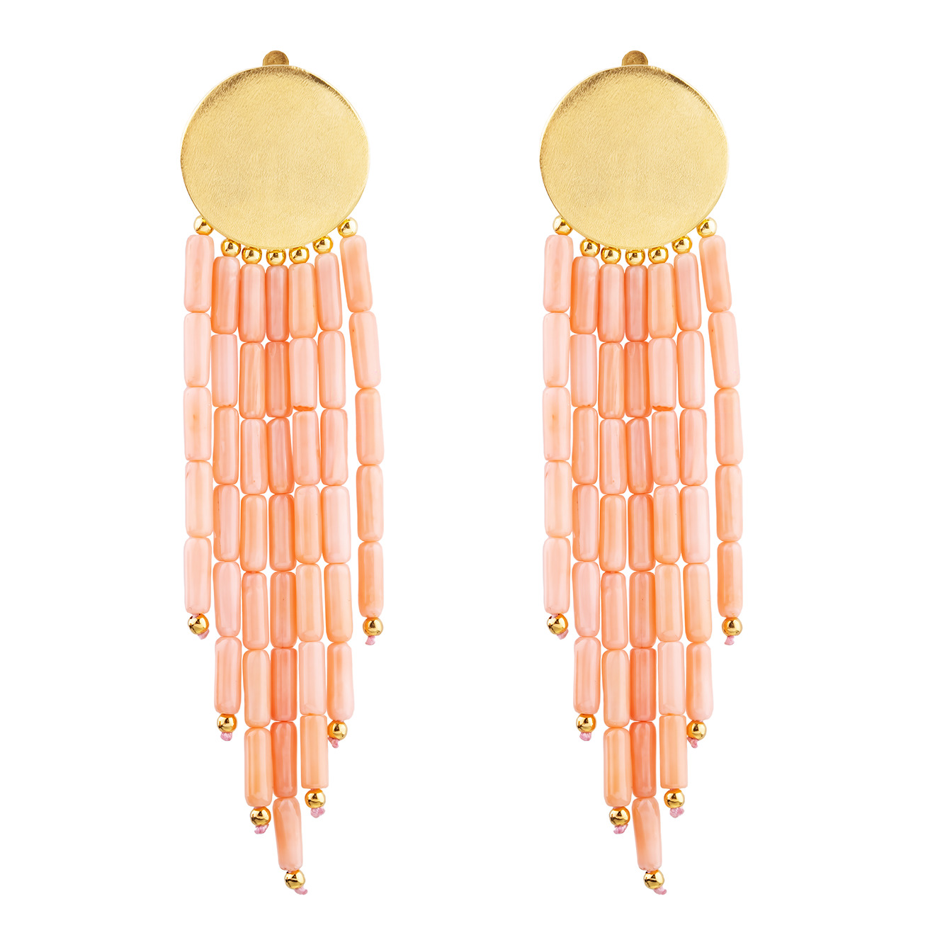 Serebriciti Jewelry Позолоченные серьги с каскадами из коралла