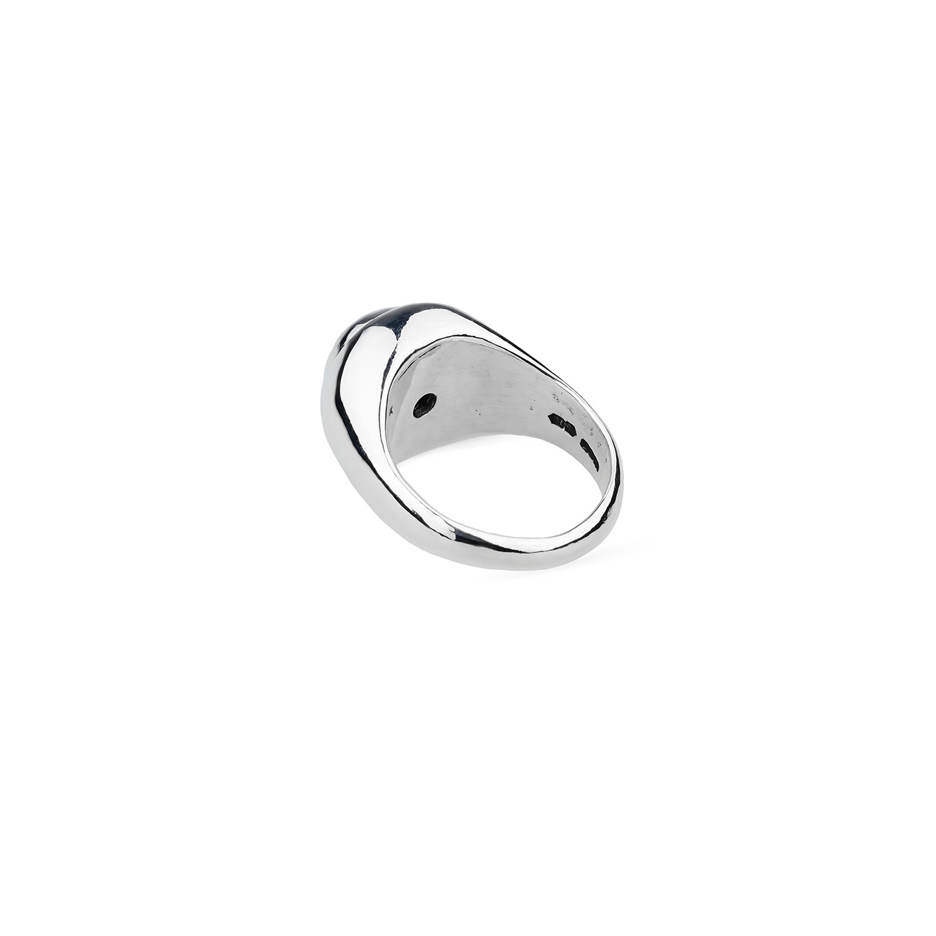 Silver ring with a face
