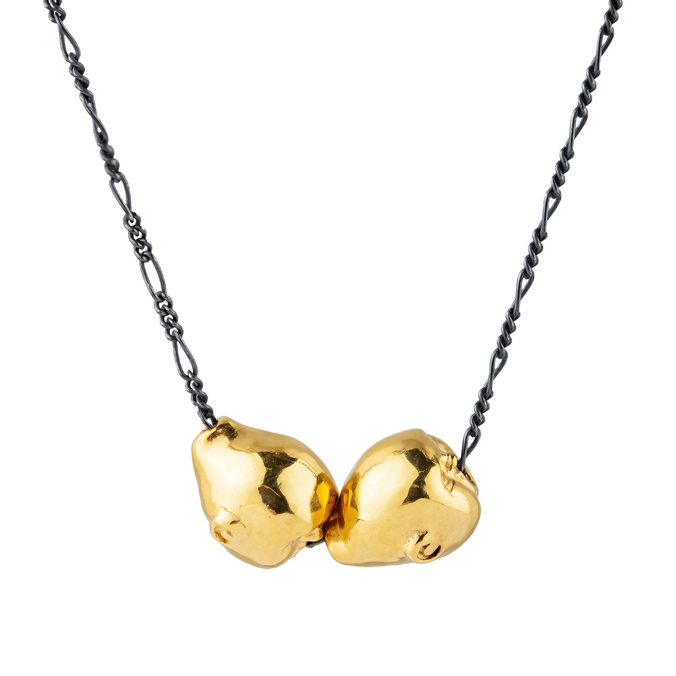 Black chain with gold-plated silver pendants