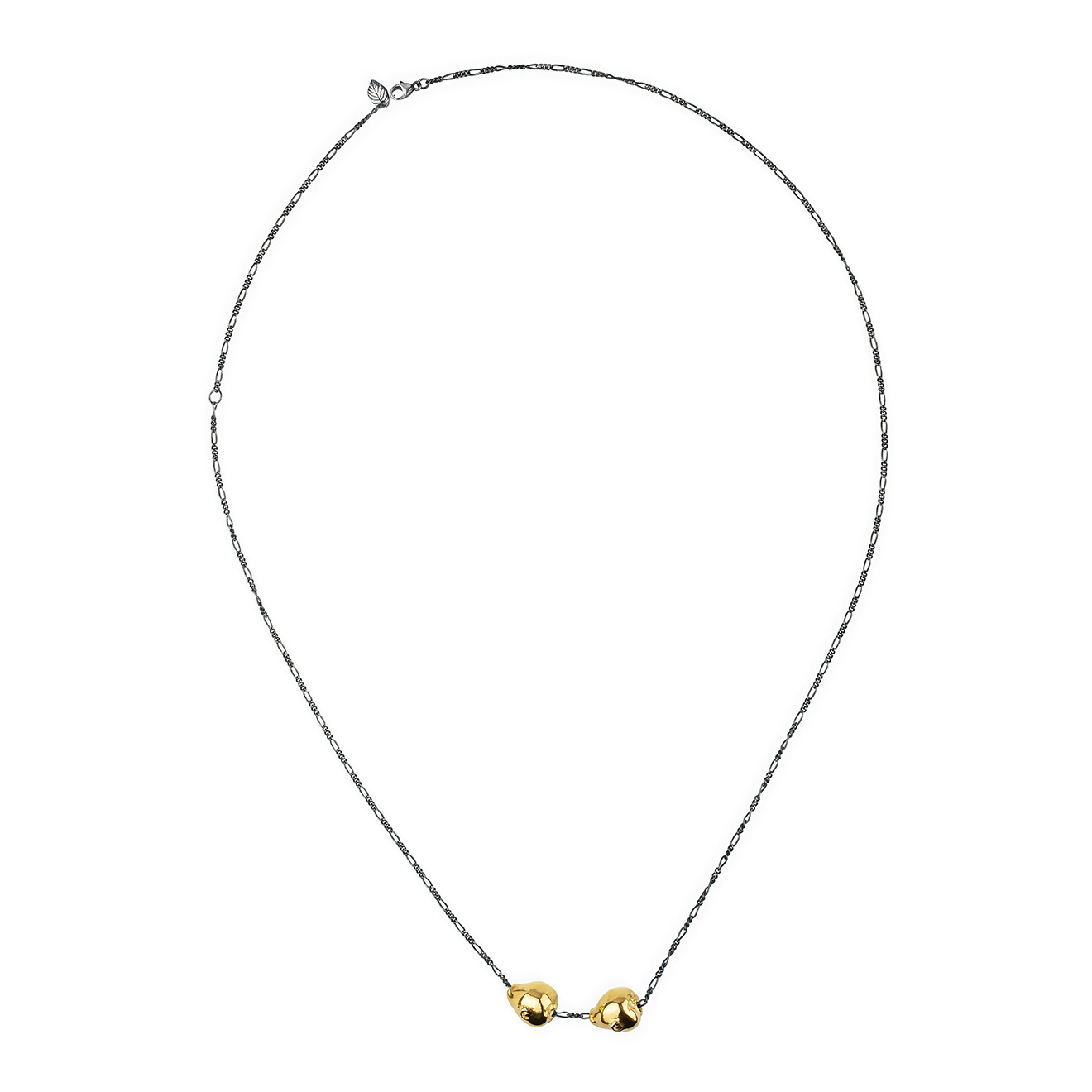 Black chain with gold-plated silver pendants