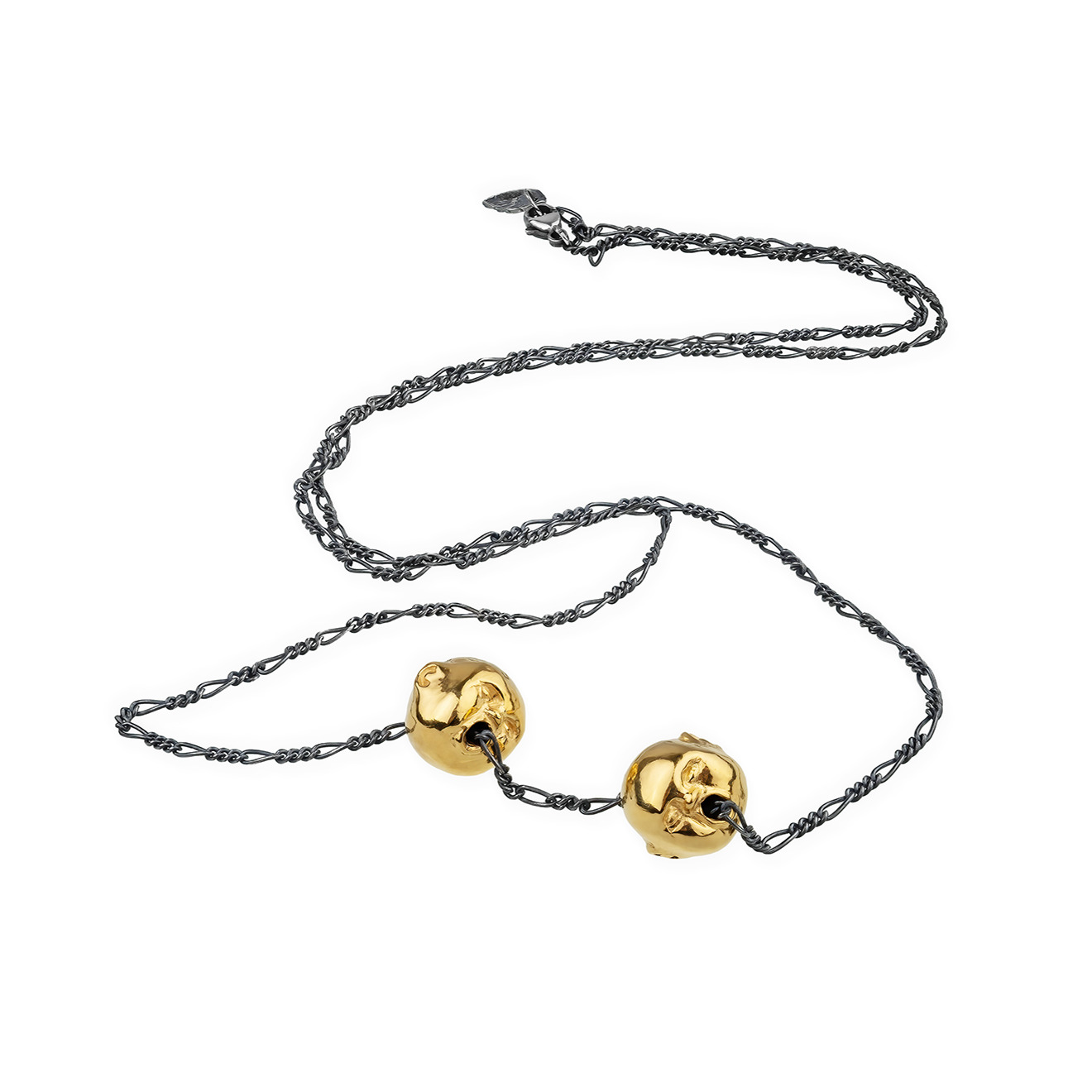 Black chain with gold-plated silver pendants