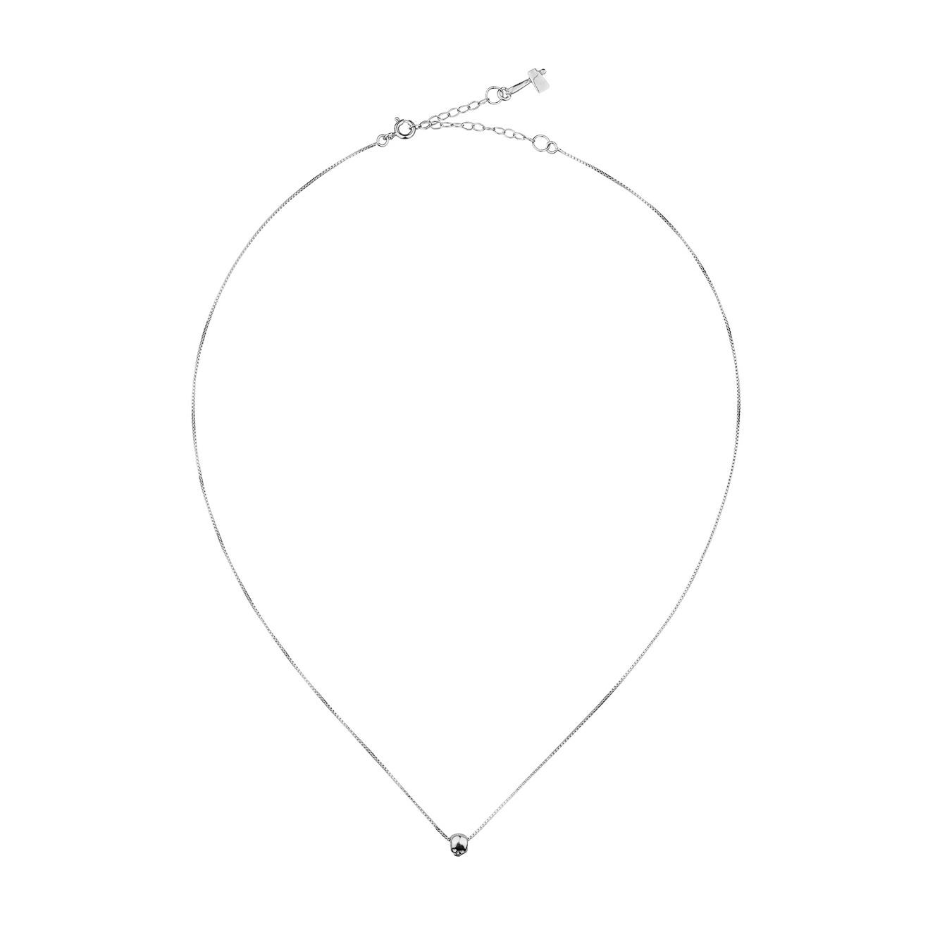 Silver chain with skull and axe pendant