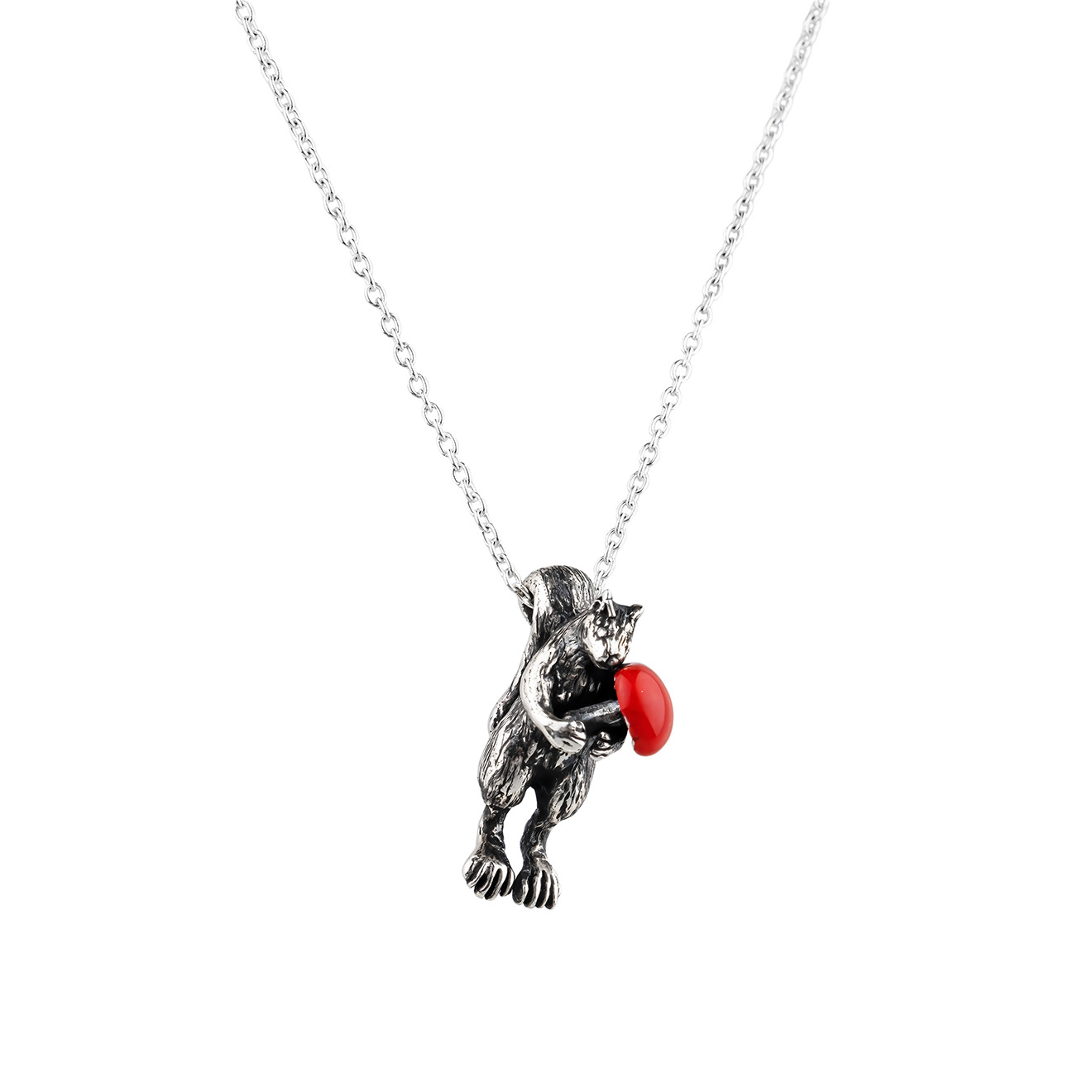 Chain with a silver squirrel pendant