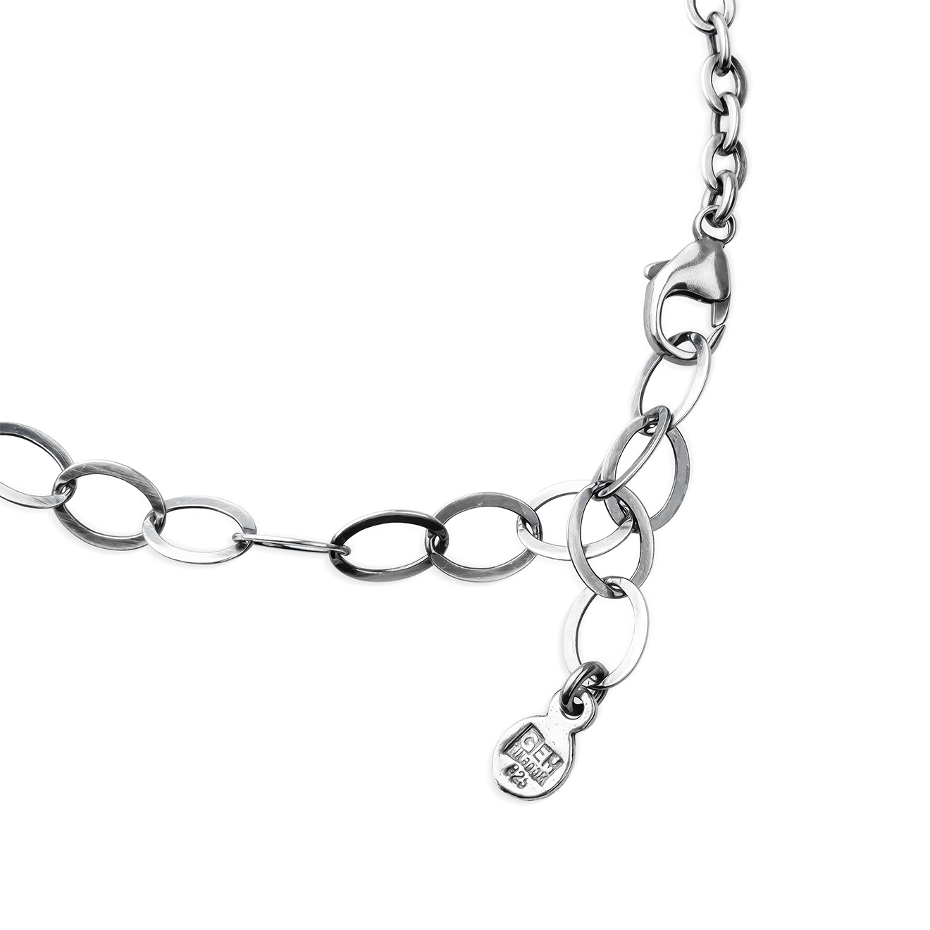 Silver chain bracelet with agate and jade
