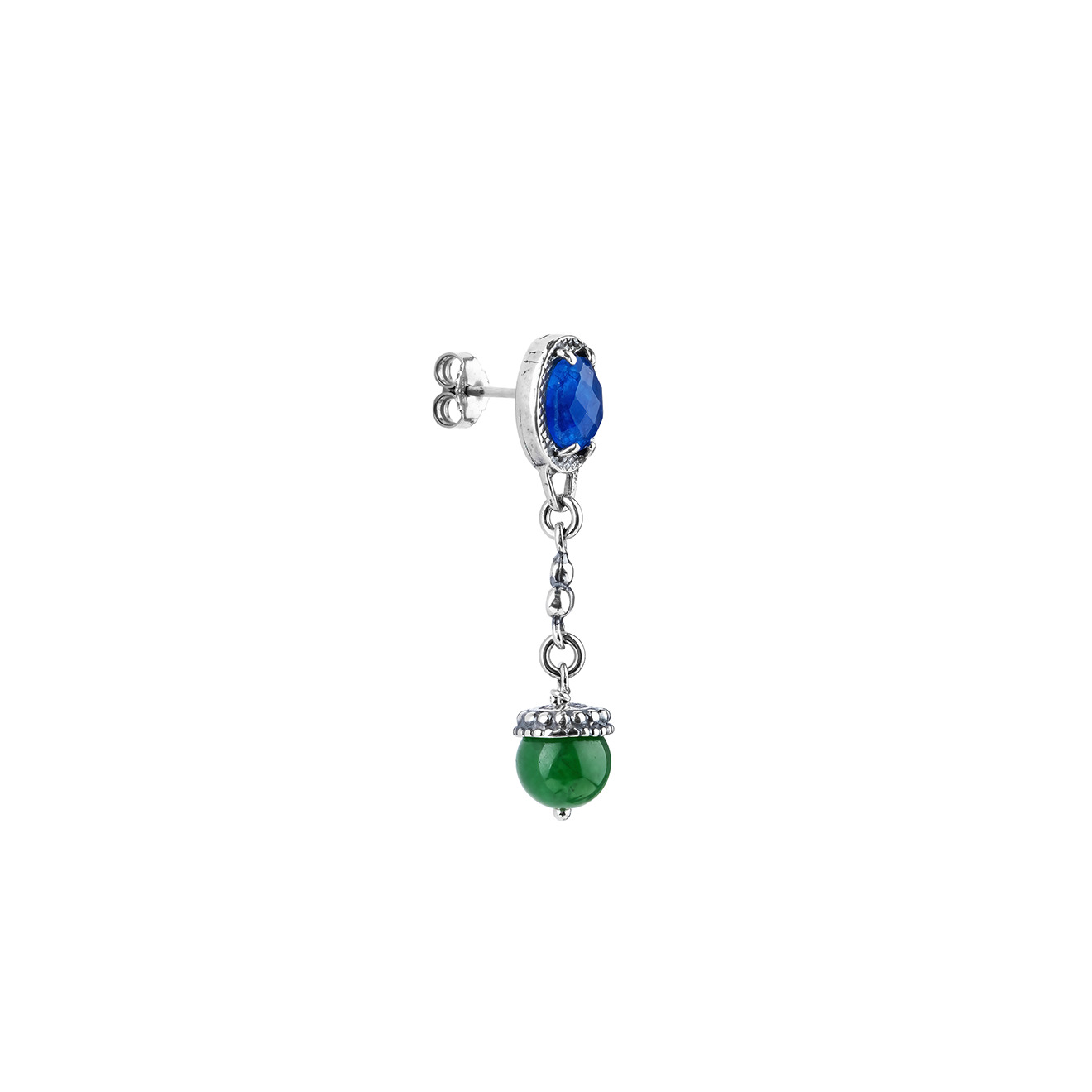 Earrings made of silver with jade and agate