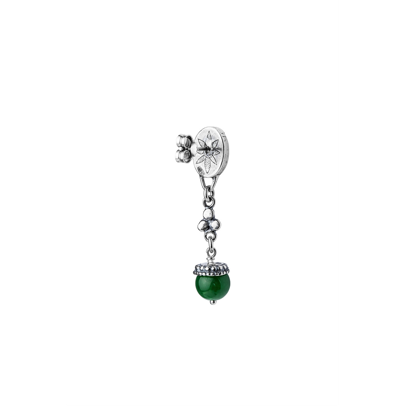 Earrings made of silver with jade and agate