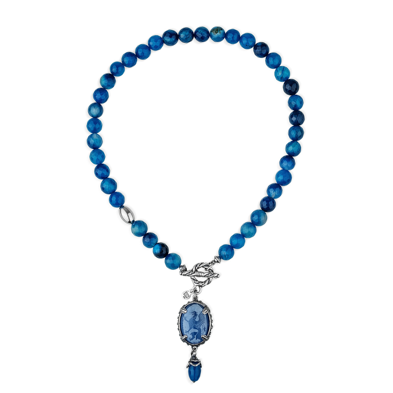 Necklace made of silver with agate and jade