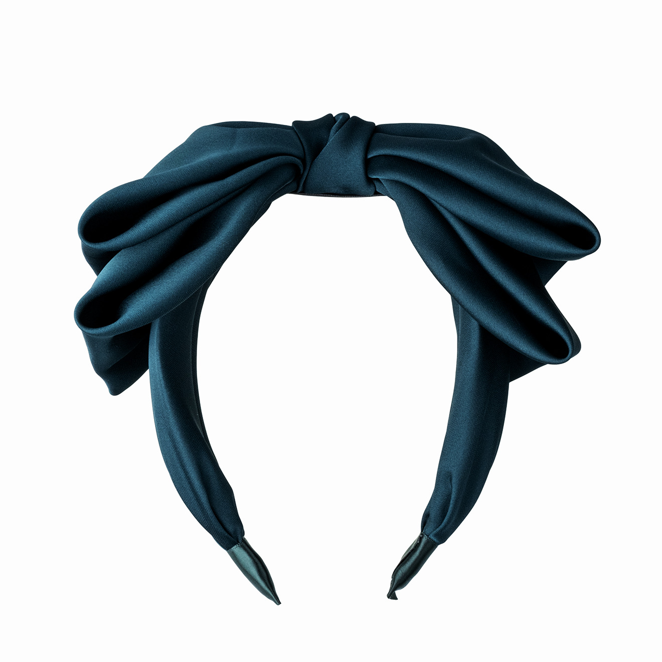 Green silk headband with bow