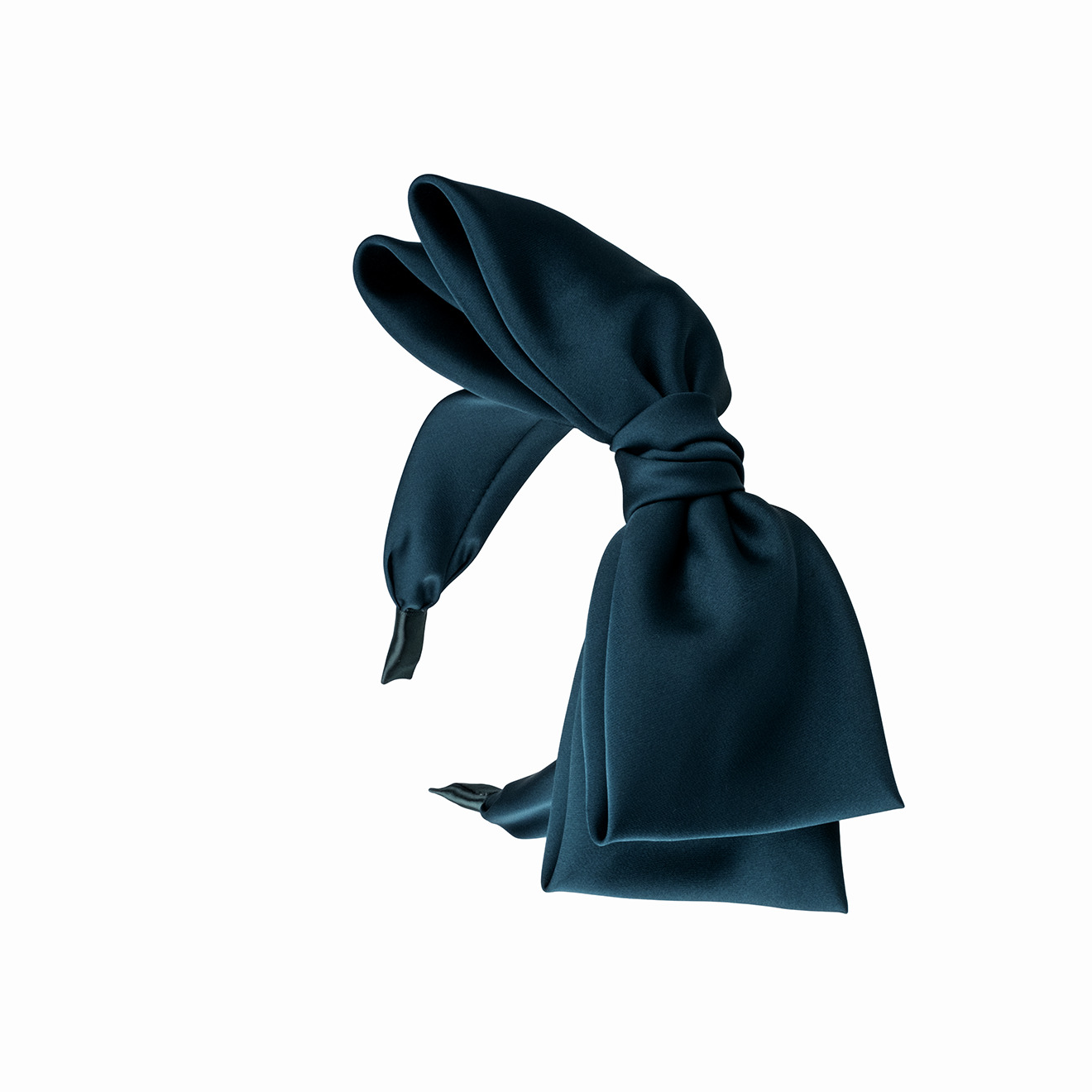 Green silk headband with bow