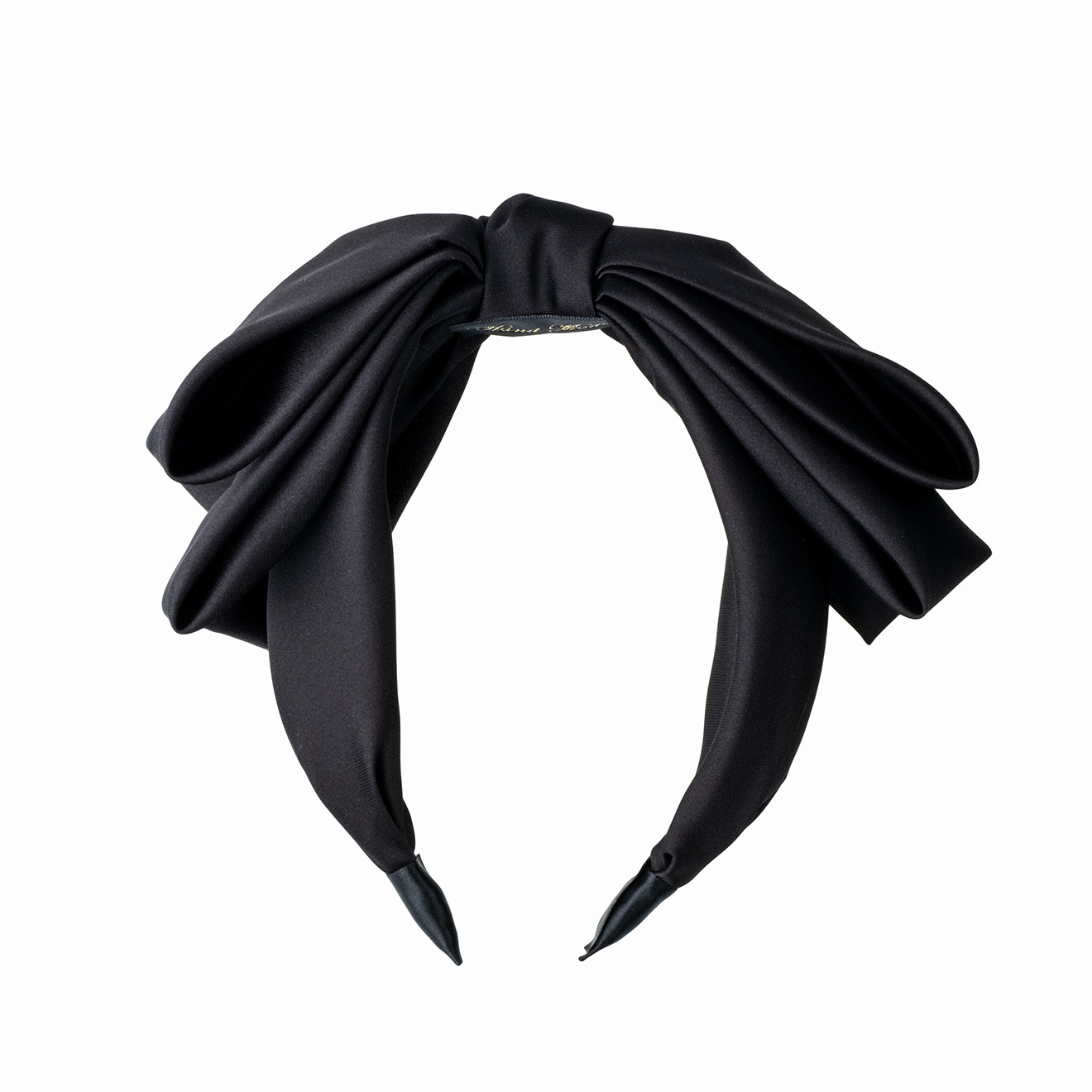 Black silk headband with bow