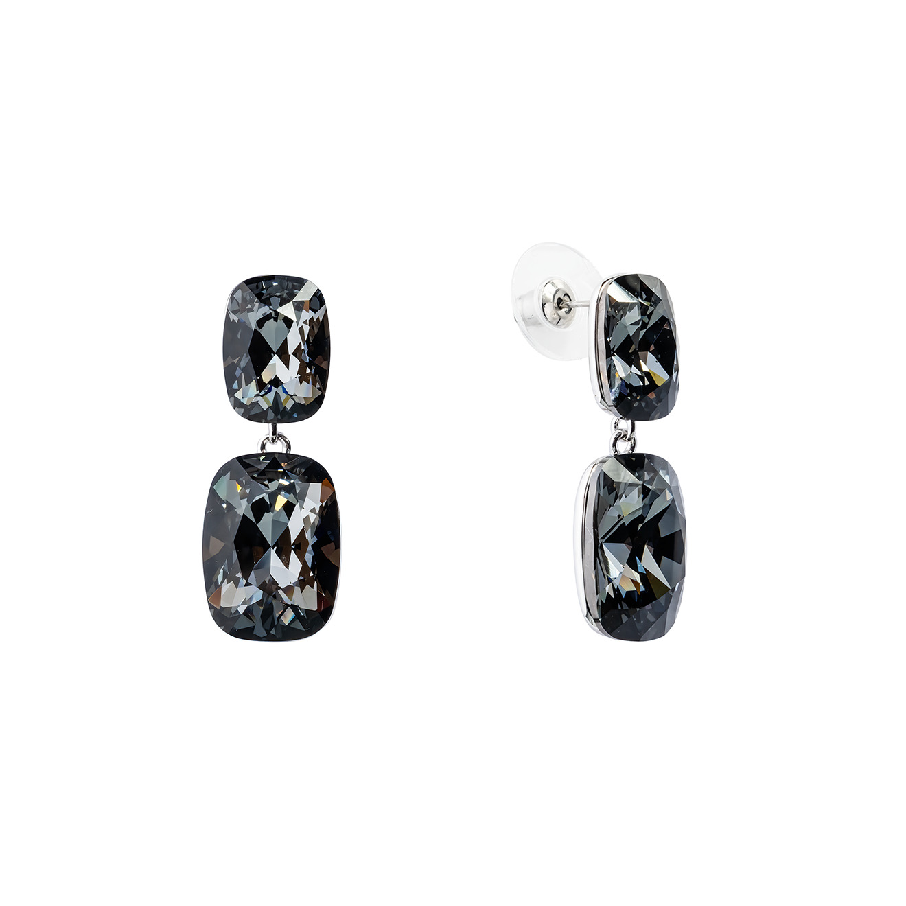 Double earrings with black crystals