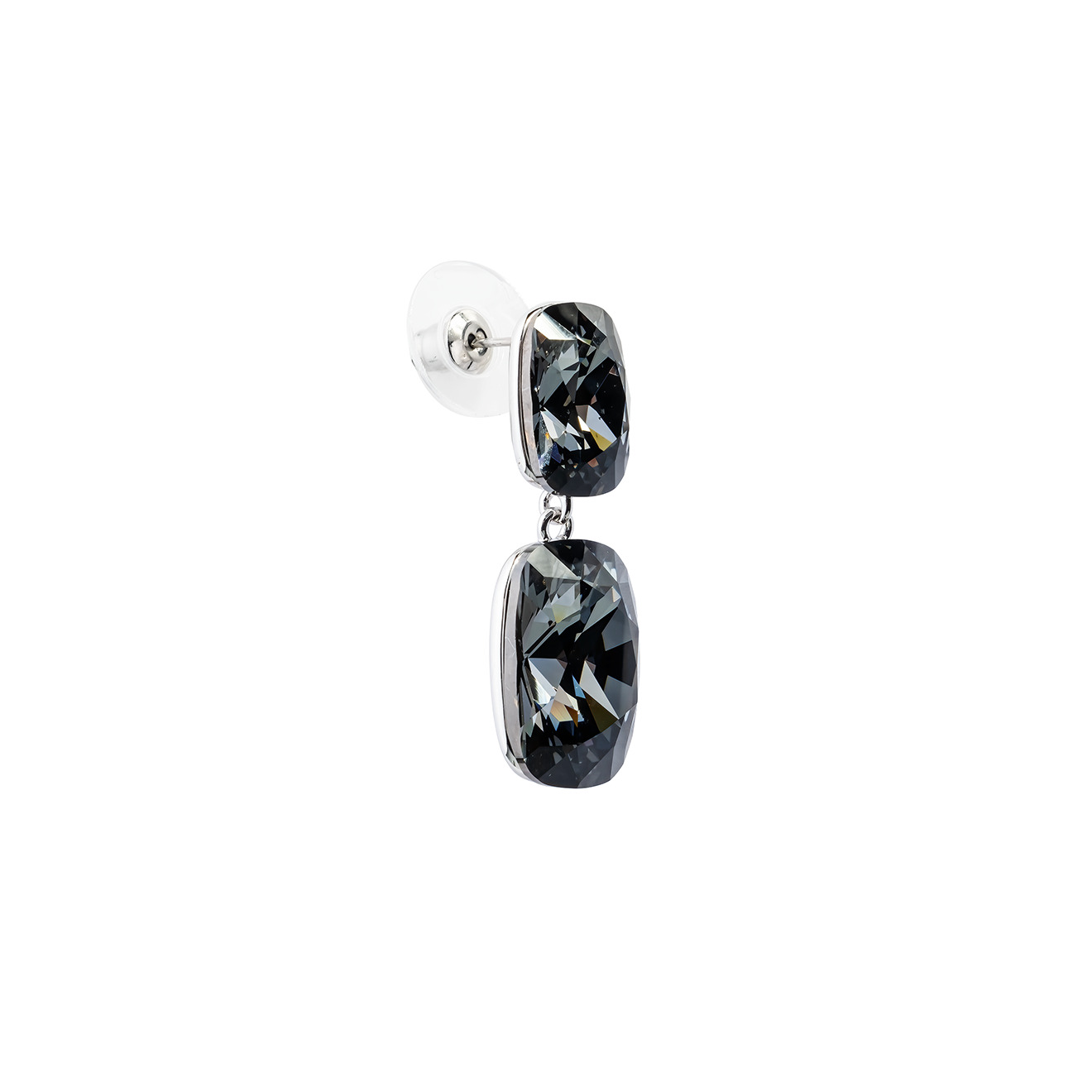 Double earrings with black crystals