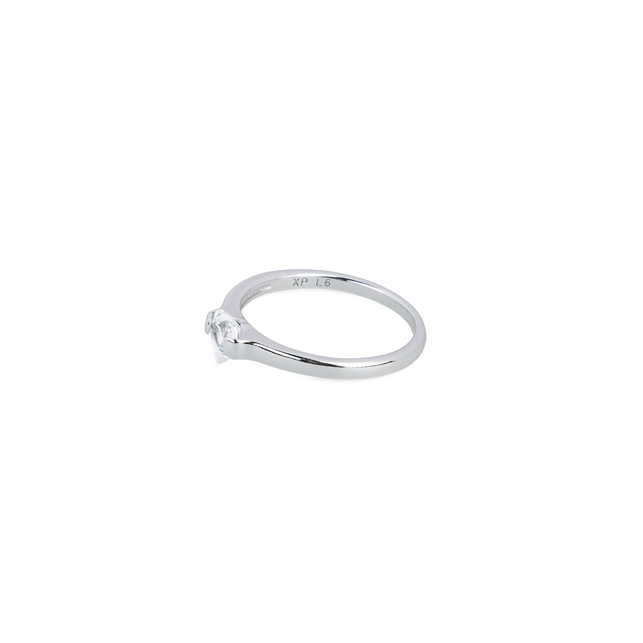 A ring with a crystal in the shape of a heart