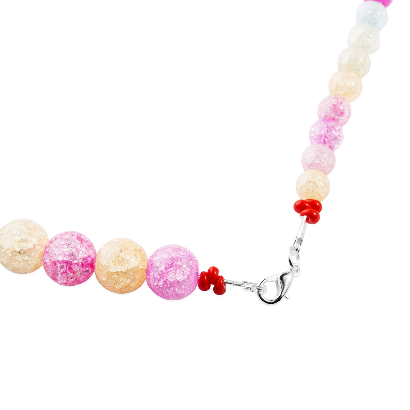 Necklace made of multicolored sugar quartz