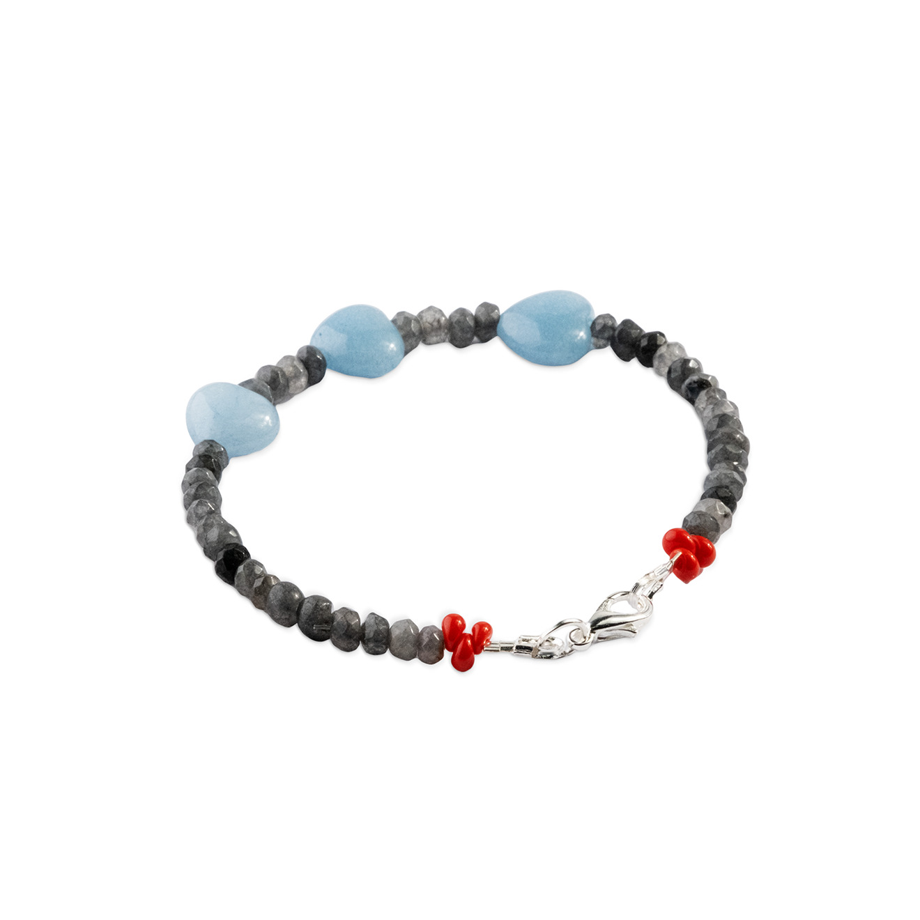 Aventurine bracelet with aquamarine hearts