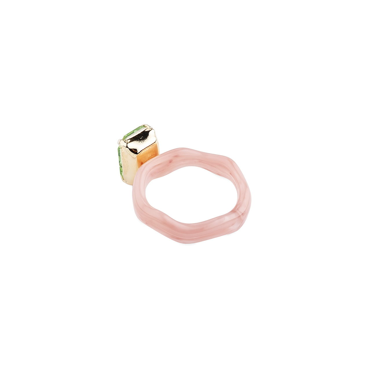 Pink ring with green crystal