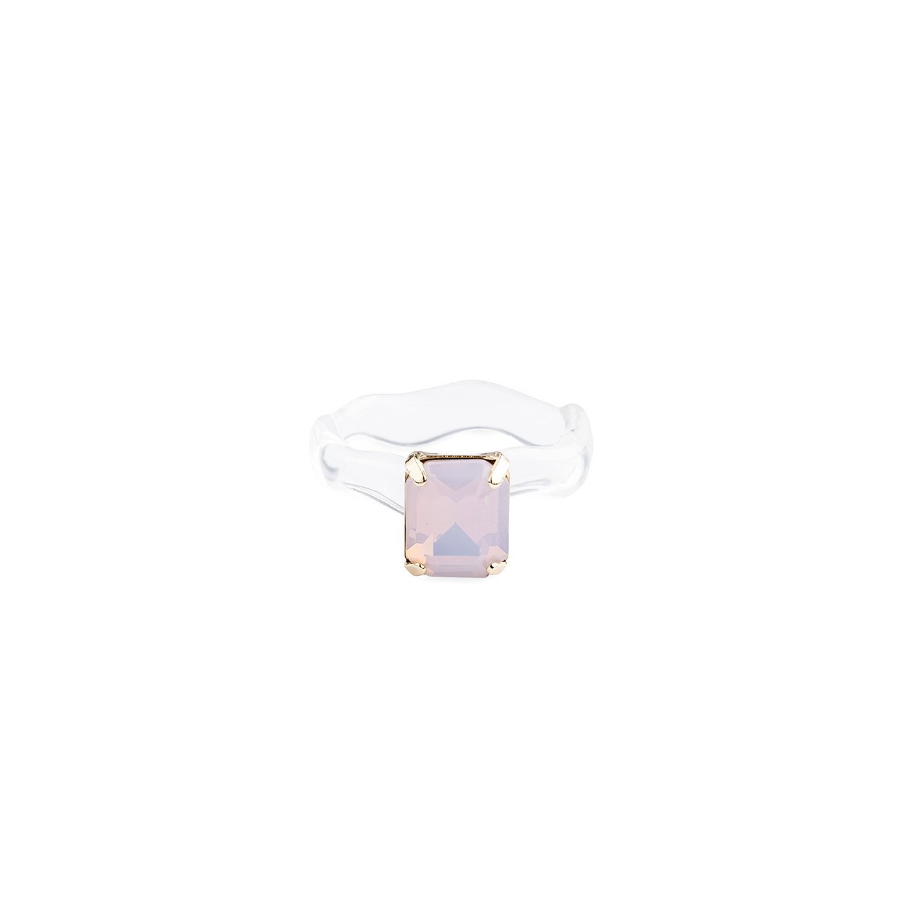 Transparent ring with pink crystal