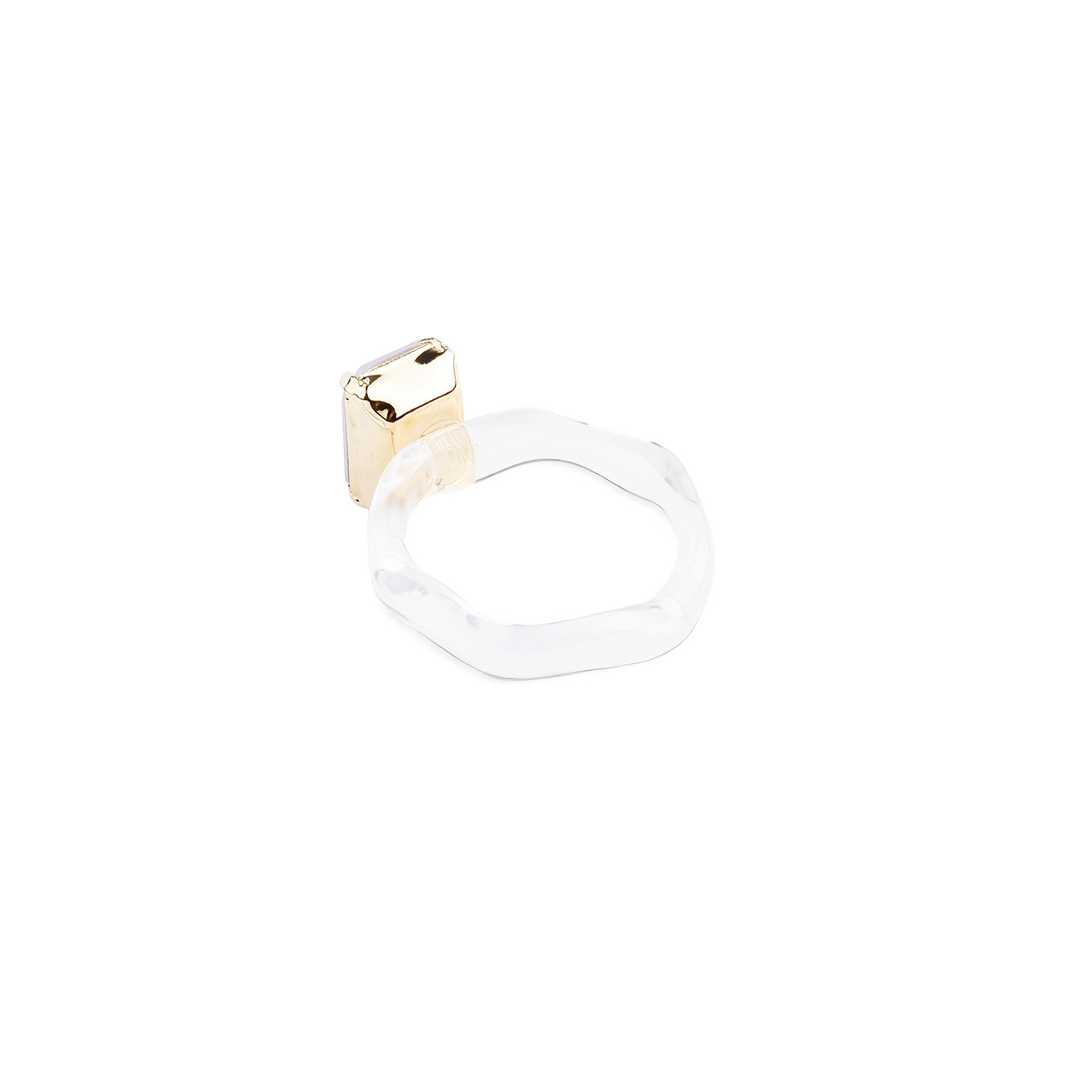 Transparent ring with pink crystal