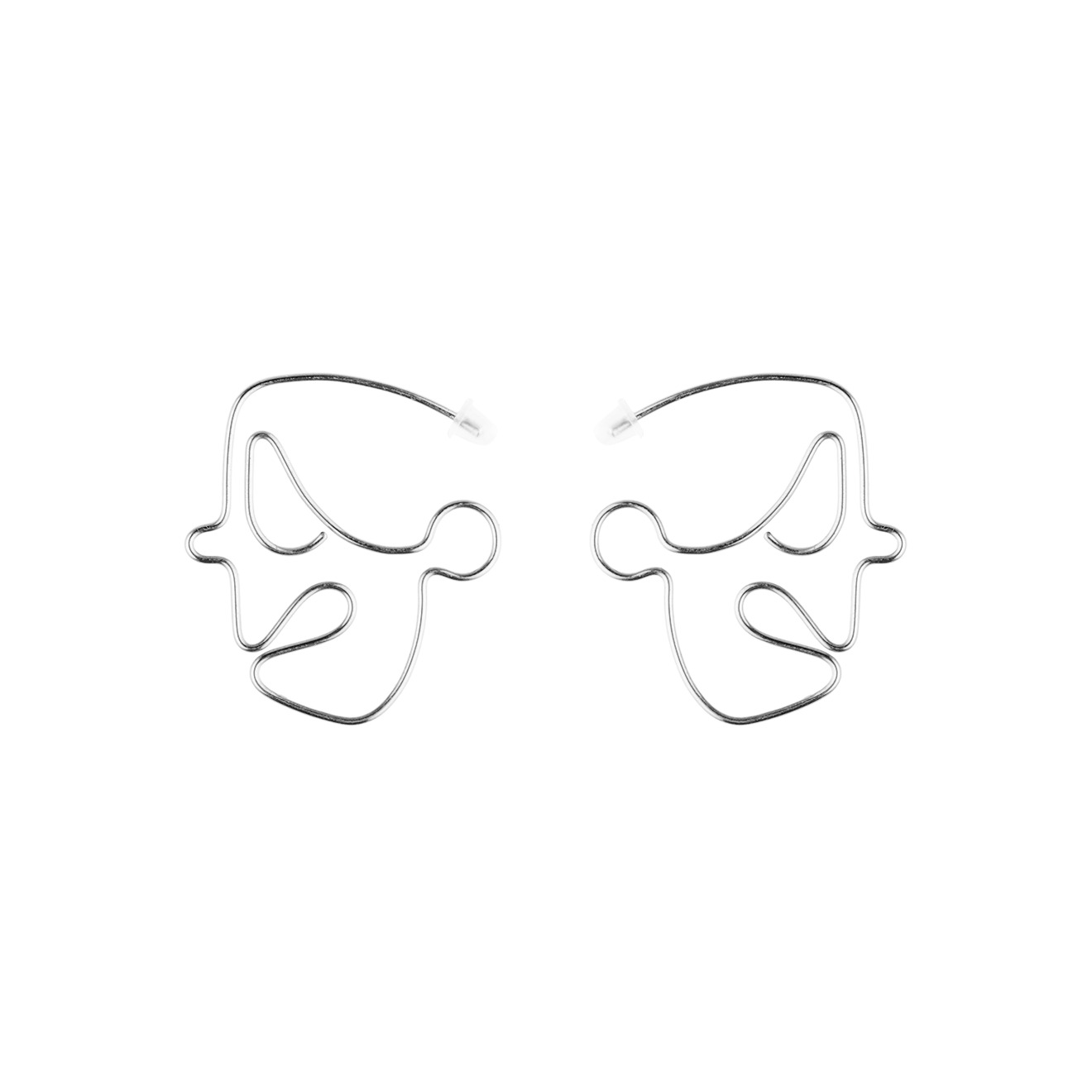 Profile earrings covered with silver
