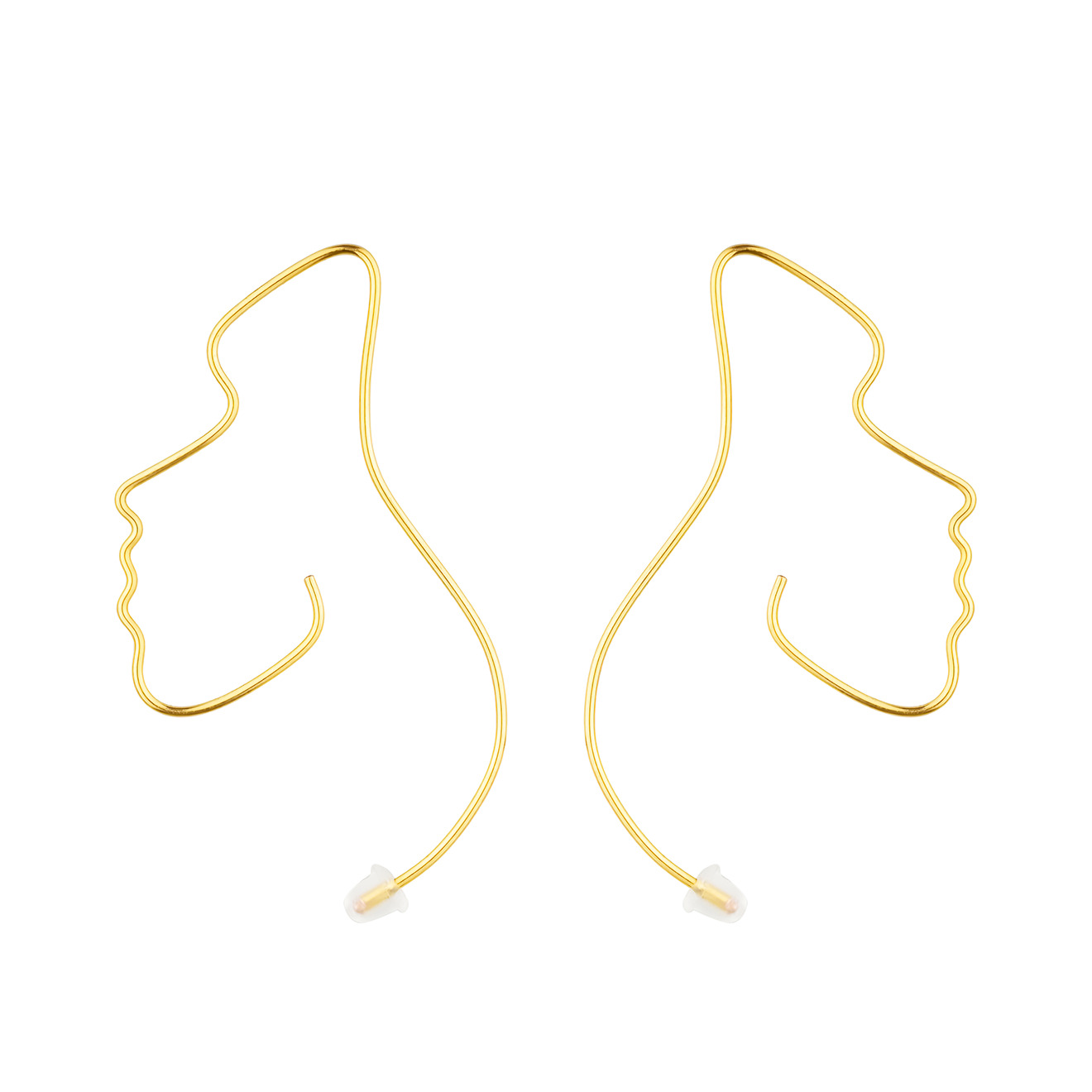 Gold-plated profile earrings