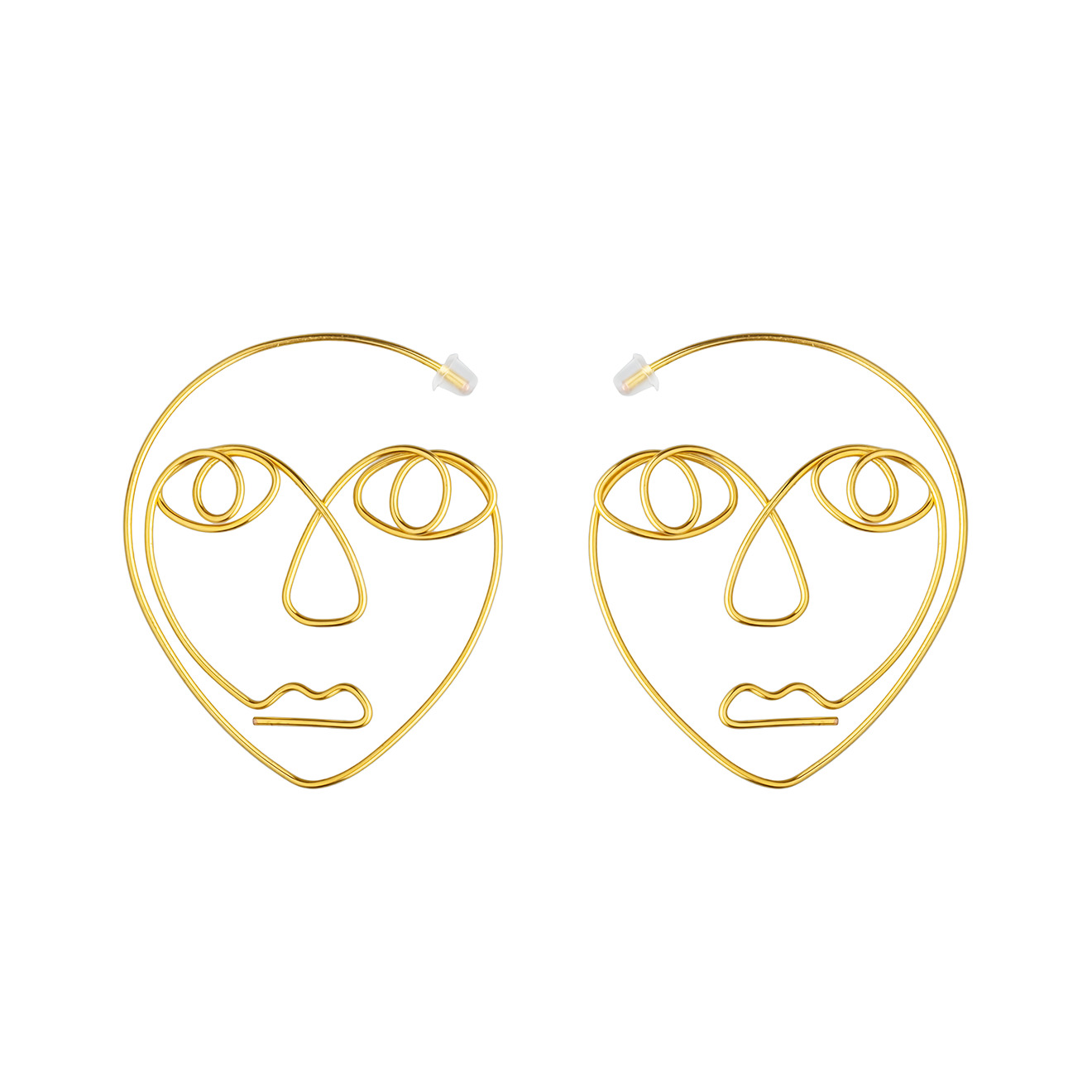Gold-plated Face Earrings