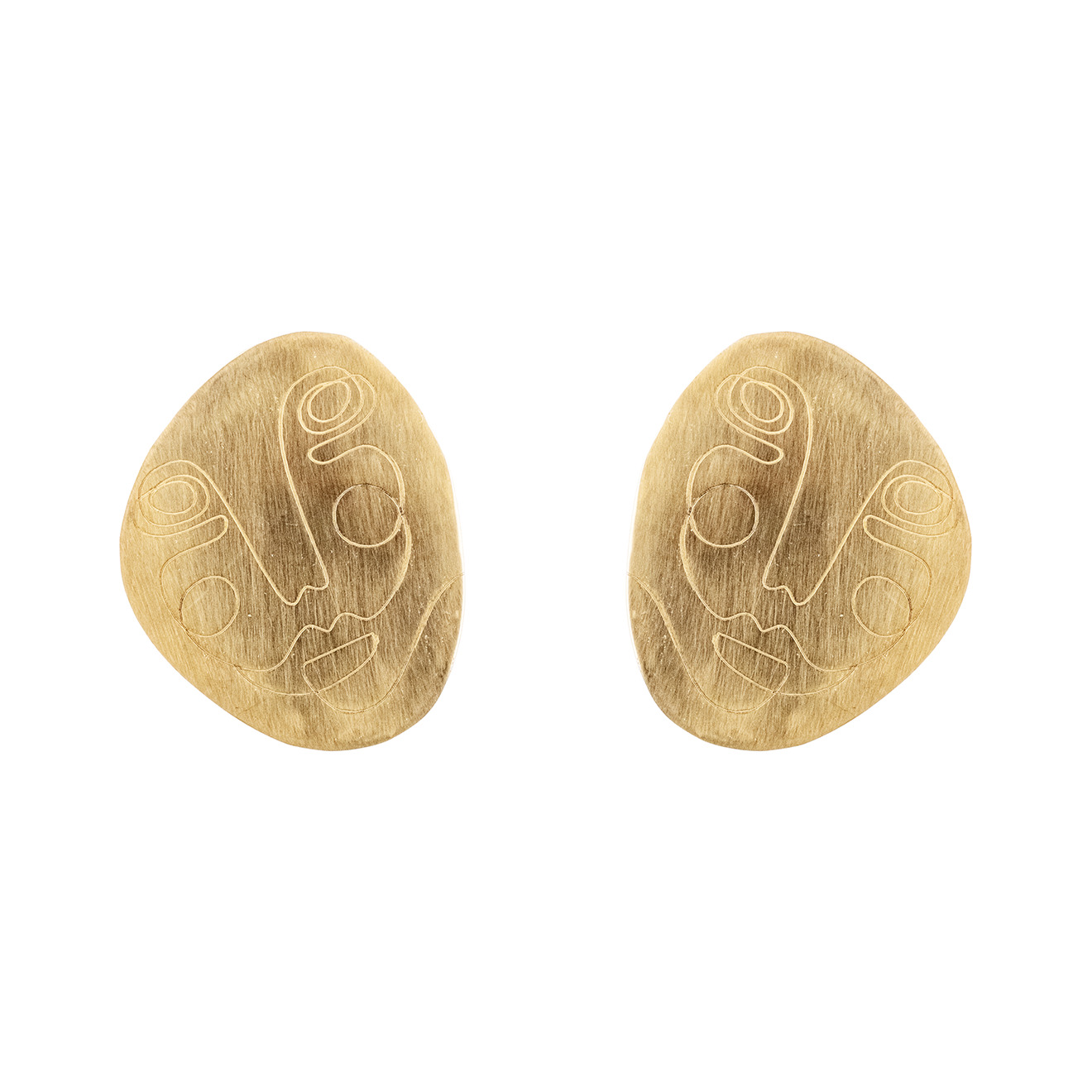Gold-plated earrings with faces