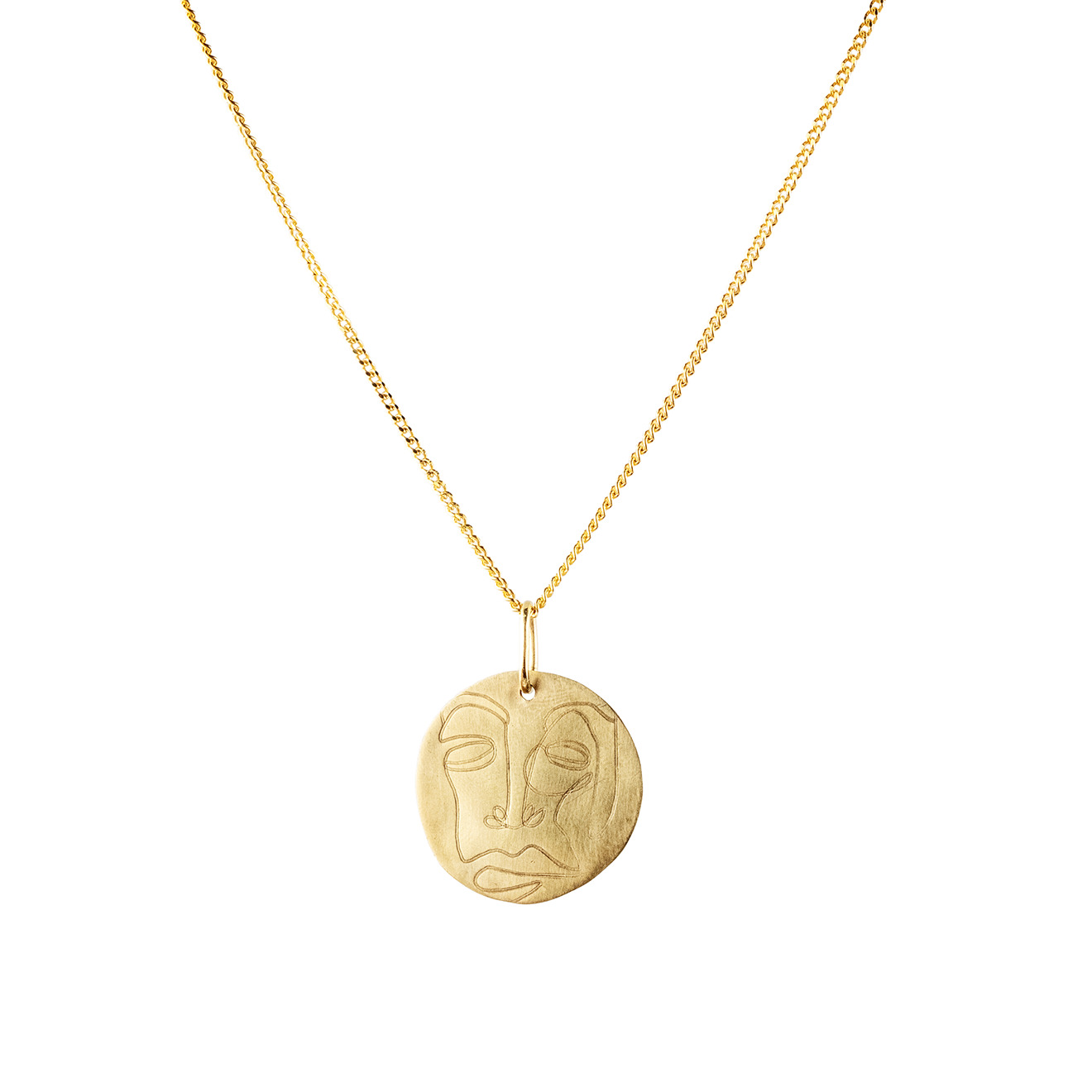 Gold-plated necklace with a pendant with a face