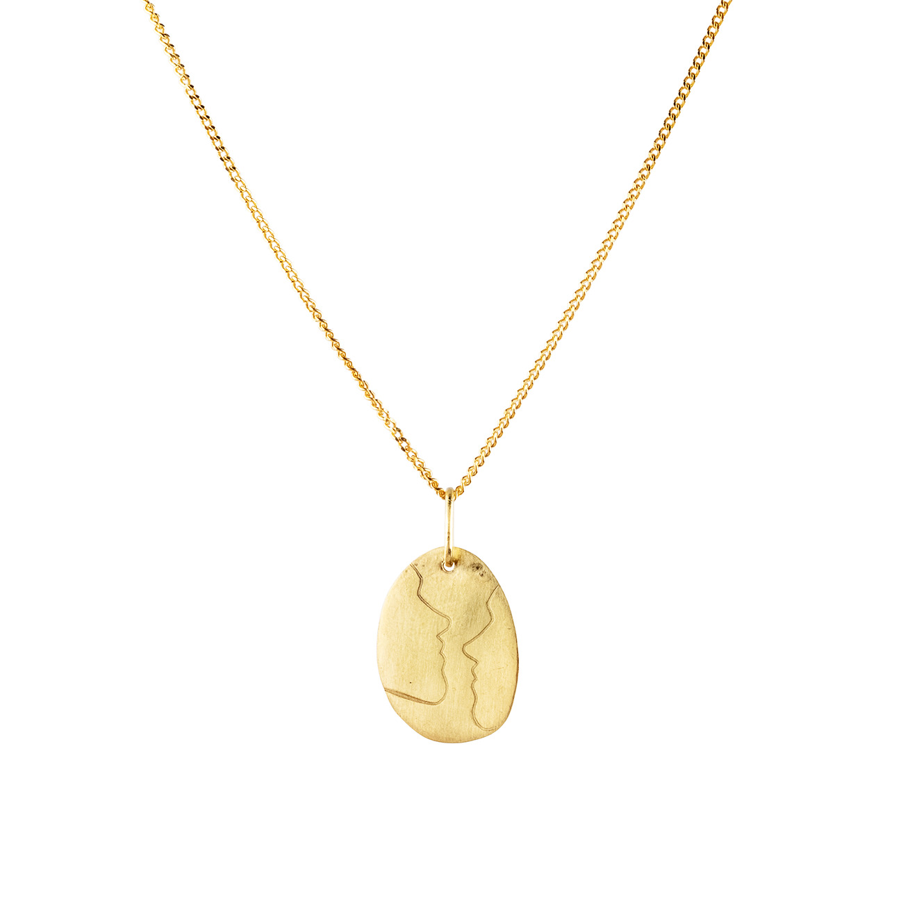 Gold-plated necklace with a pendant with profiles