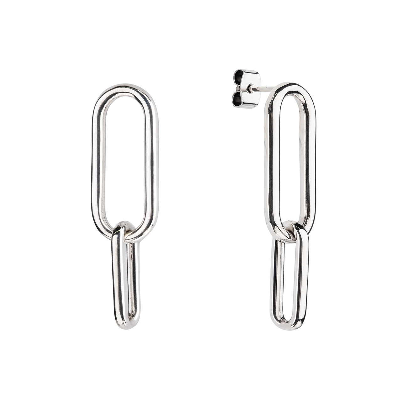 Серьги Double oval, покрытые серебром