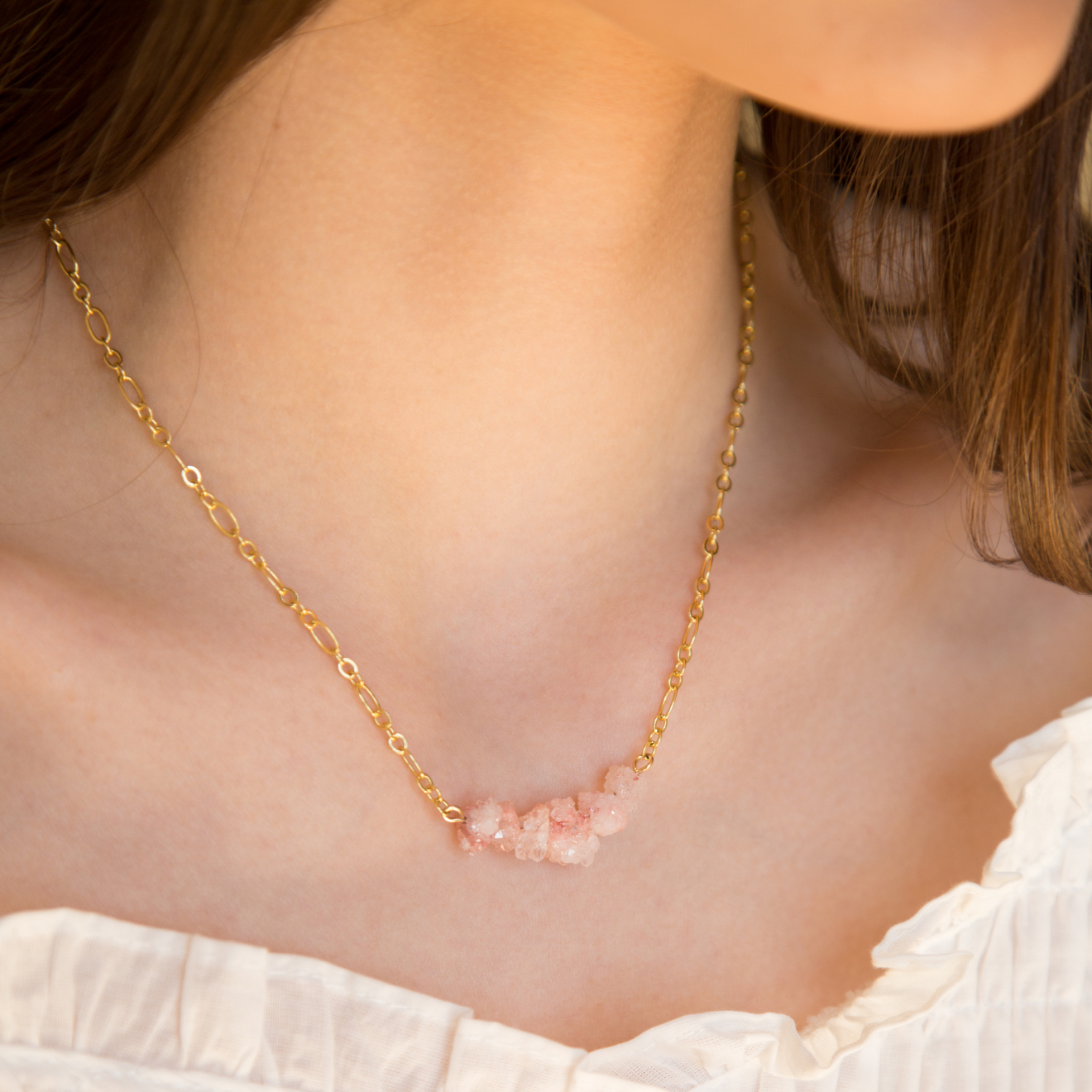 SUMMER COCTAIL ROSE necklace with rock crystal