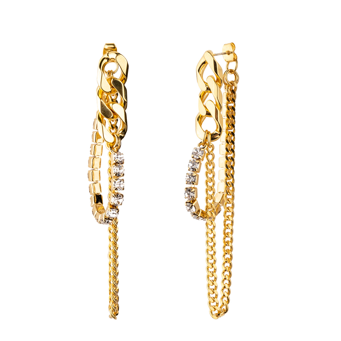chain earrings with crystals