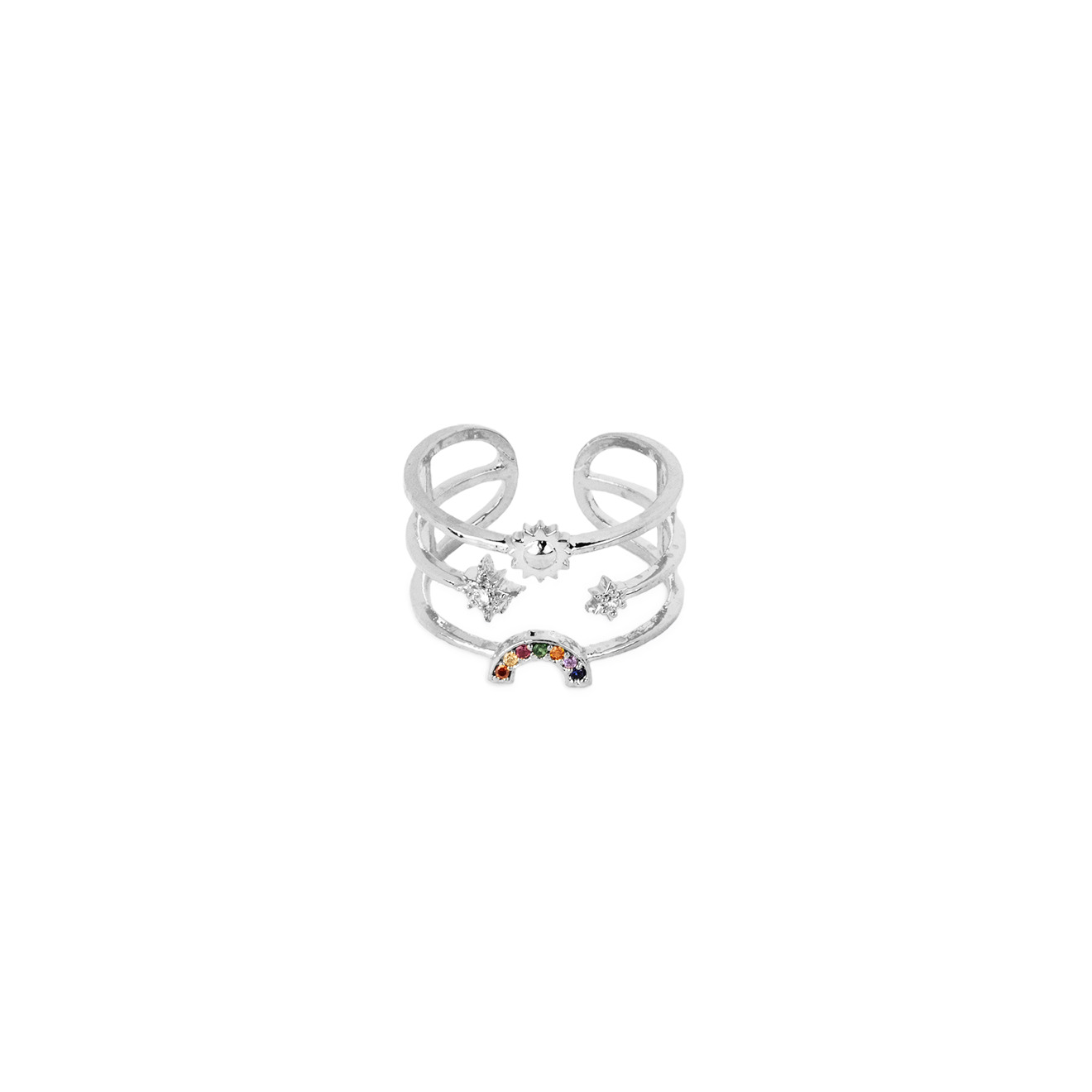 ring with moon, star and rainbow